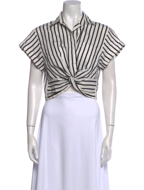 T by Alexander Wang Striped Short Sleeve Crop Top