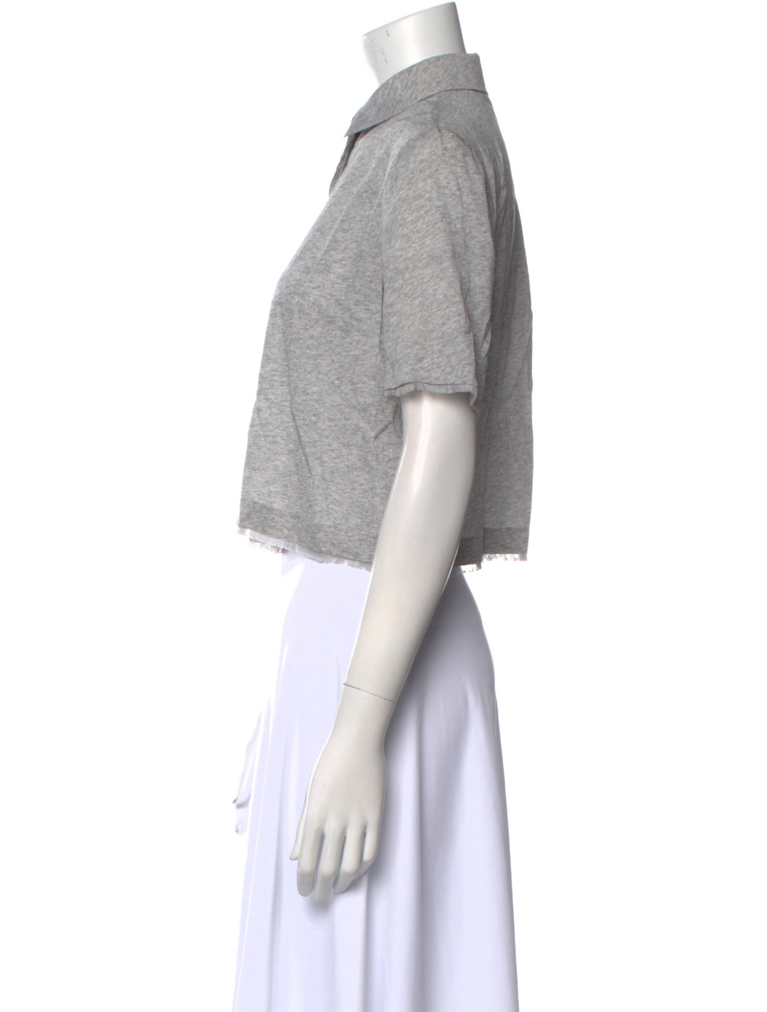 T by Alexander Wang Silk Short Sleeve Crop Top