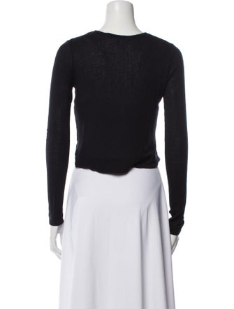 T by Alexander Wang Scoop Neck Long Sleeve Crop Top