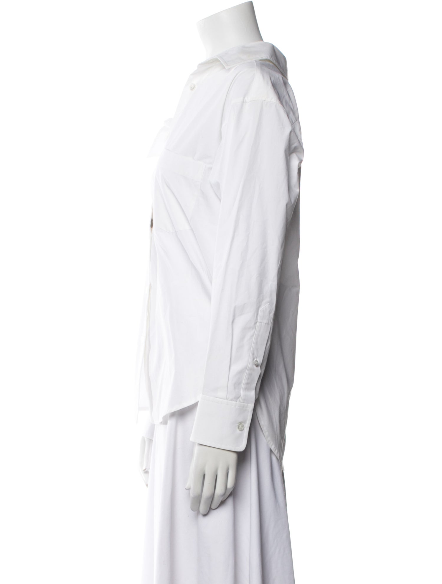 T by Alexander Wang One-Shoulder Long Sleeve Button-Up Top