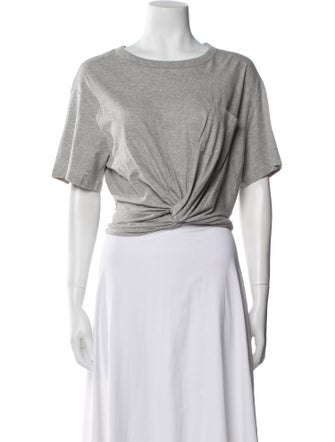 T by Alexander Wang Bateau Neckline Short Sleeve Crop Top