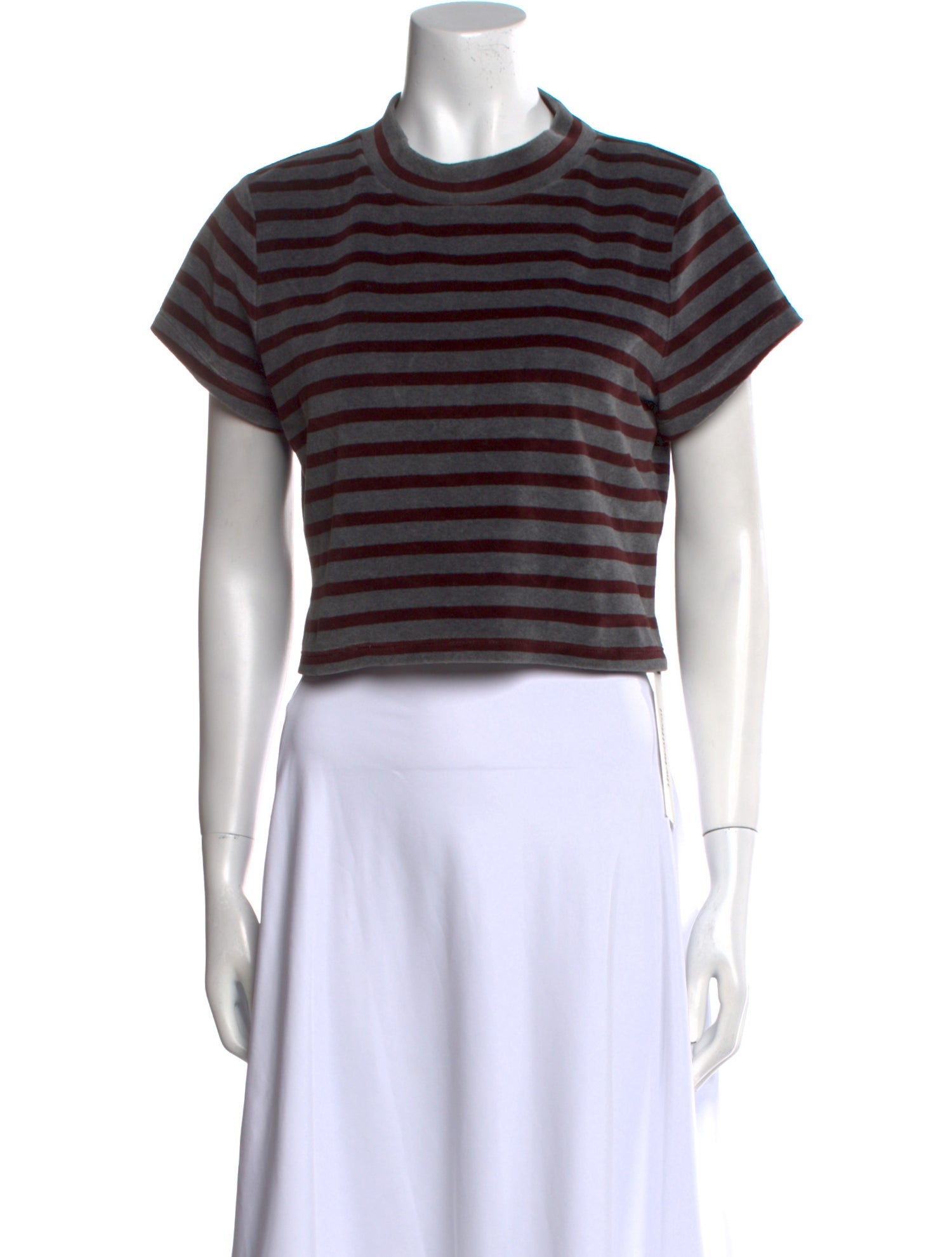 T by Alexander Wang Striped Mock Neck Crop Top