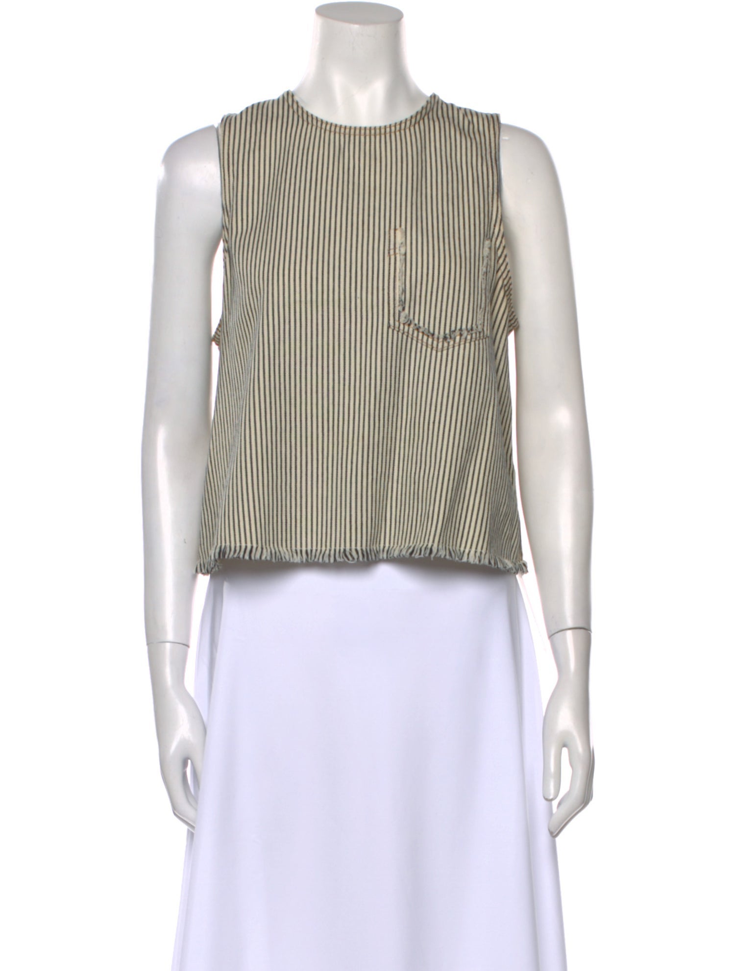 T by Alexander Wang Striped Crew Neck Crop Top