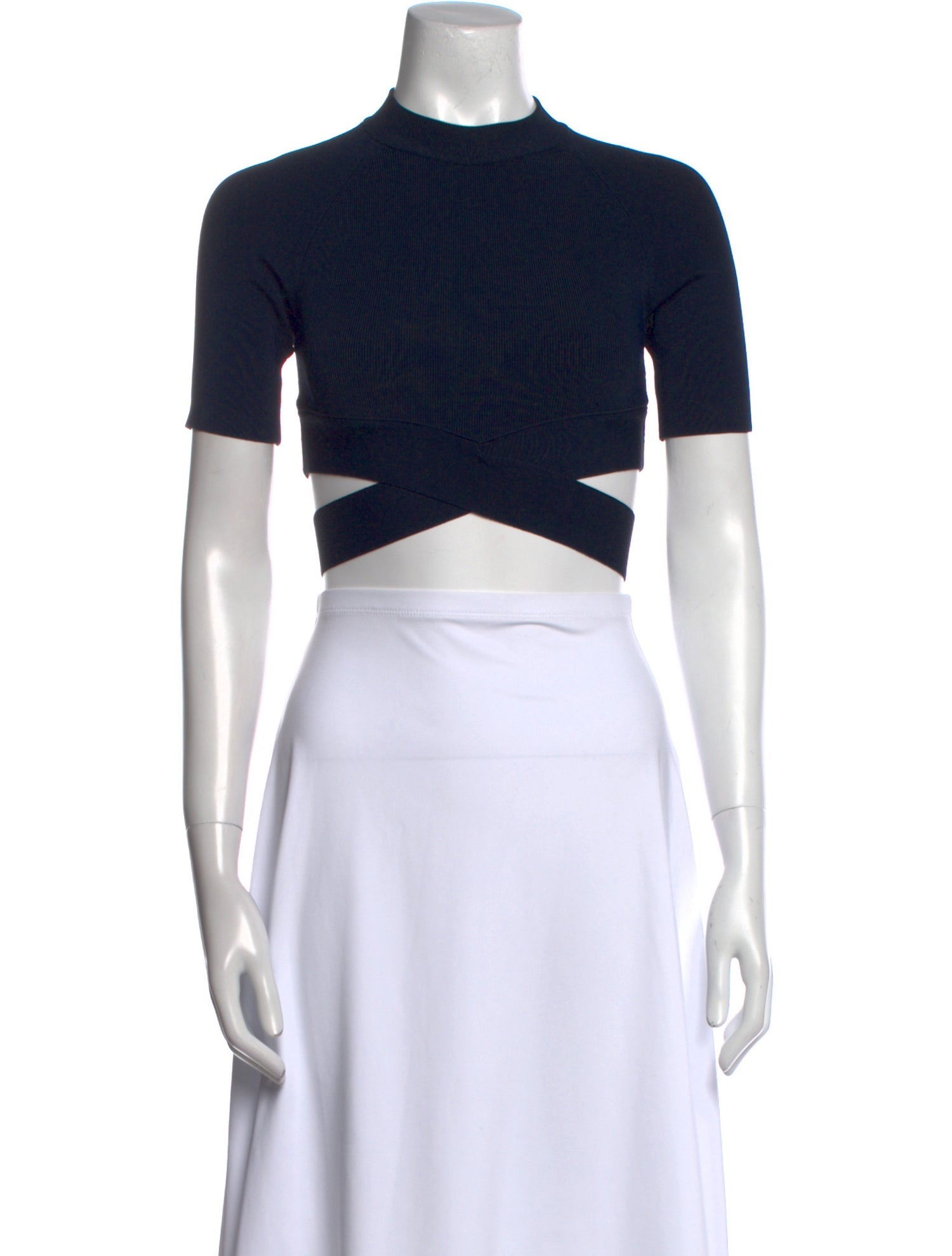 T by Alexander Wang Mock Neck Short Sleeve Crop Top