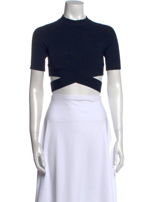T by Alexander Wang Mock Neck Short Sleeve Crop Top