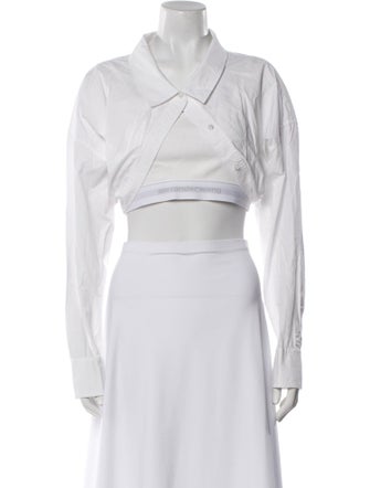 Alexanderwang.T V-Neck Long Sleeve Crop Top