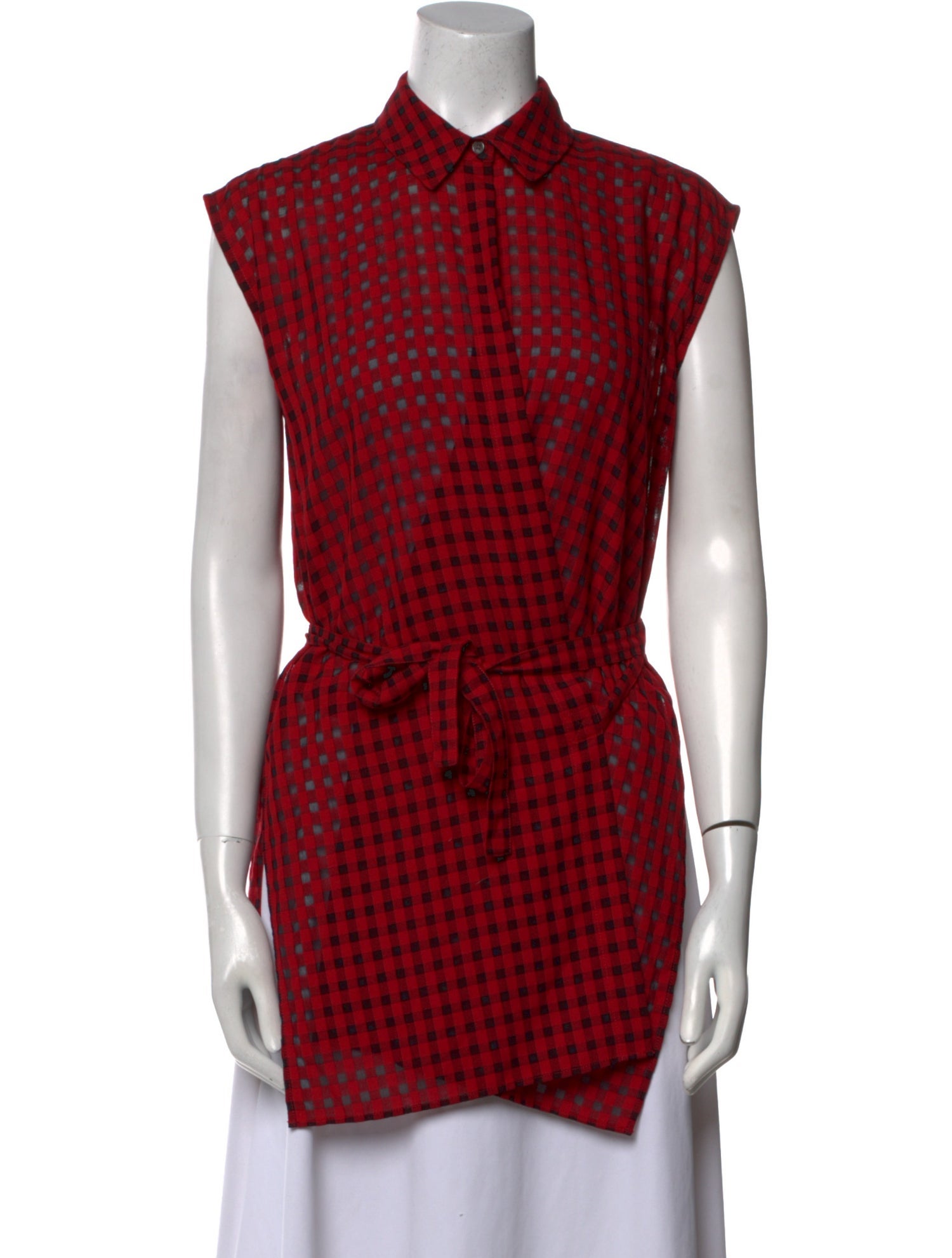 T by Alexander Wang Plaid Print Sleeveless Button-Up Top