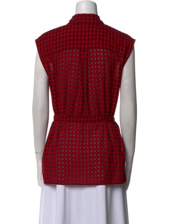 T by Alexander Wang Plaid Print Sleeveless Button-Up Top