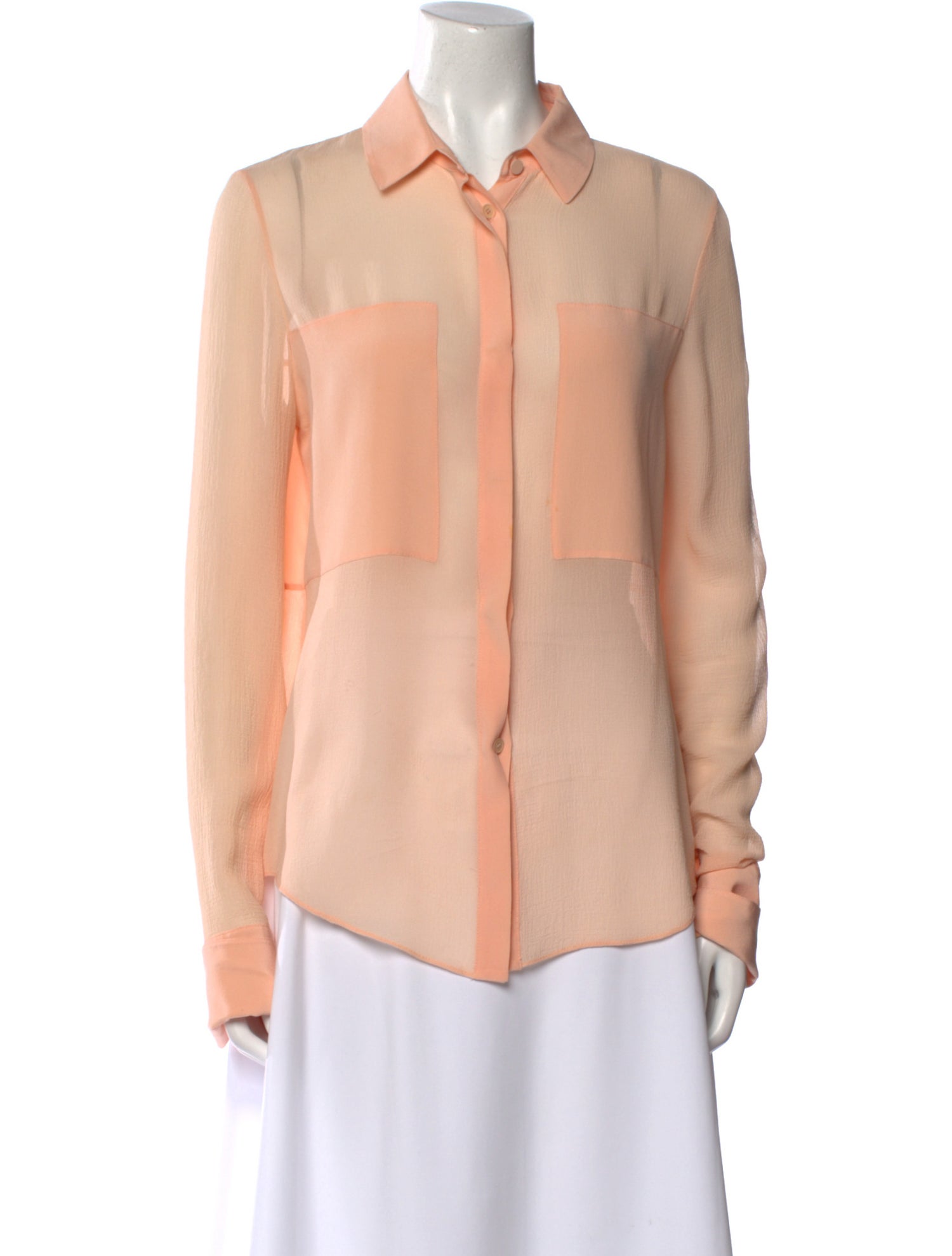 T by Alexander Wang Silk Long Sleeve Button-Up Top