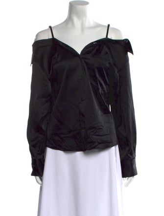 T by Alexander Wang Silk Square Neckline Blouse
