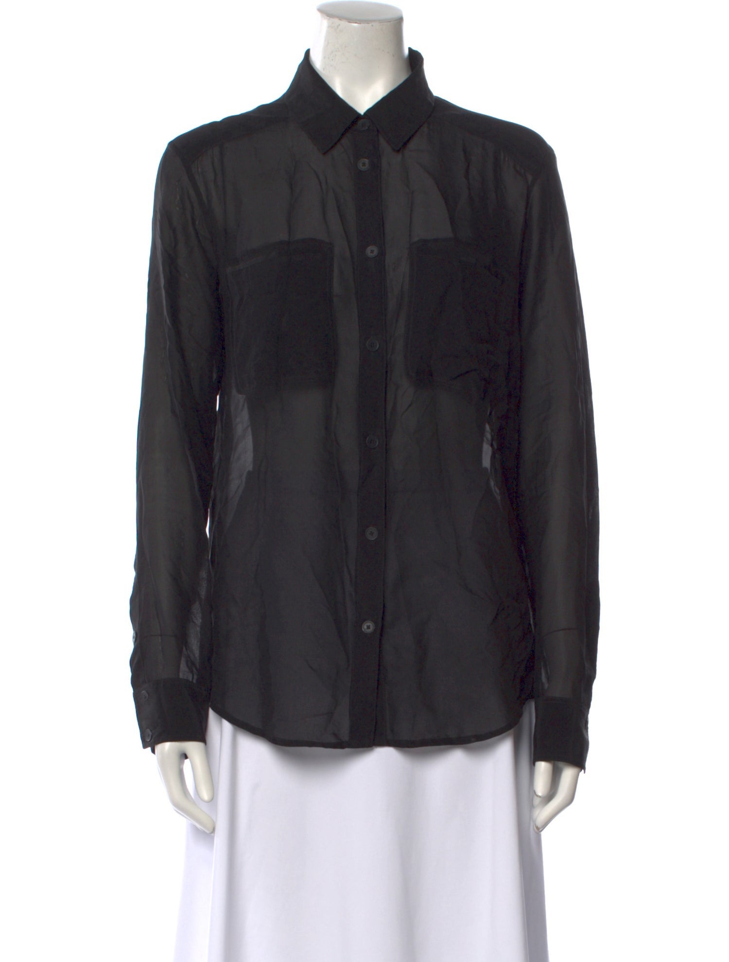 T by Alexander Wang Silk Long Sleeve Button-Up Top