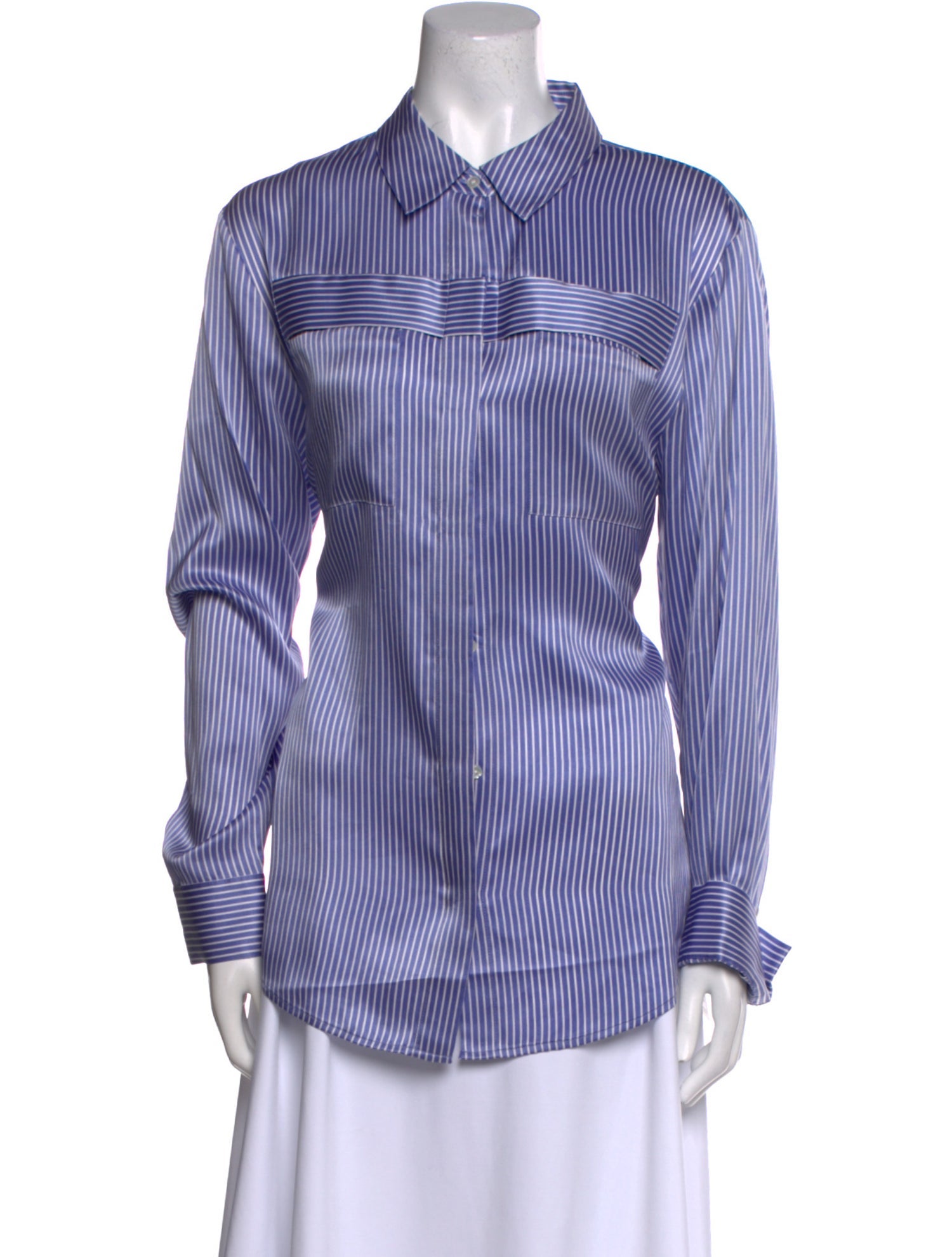 T by Alexander Wang Silk Striped Button-Up Top