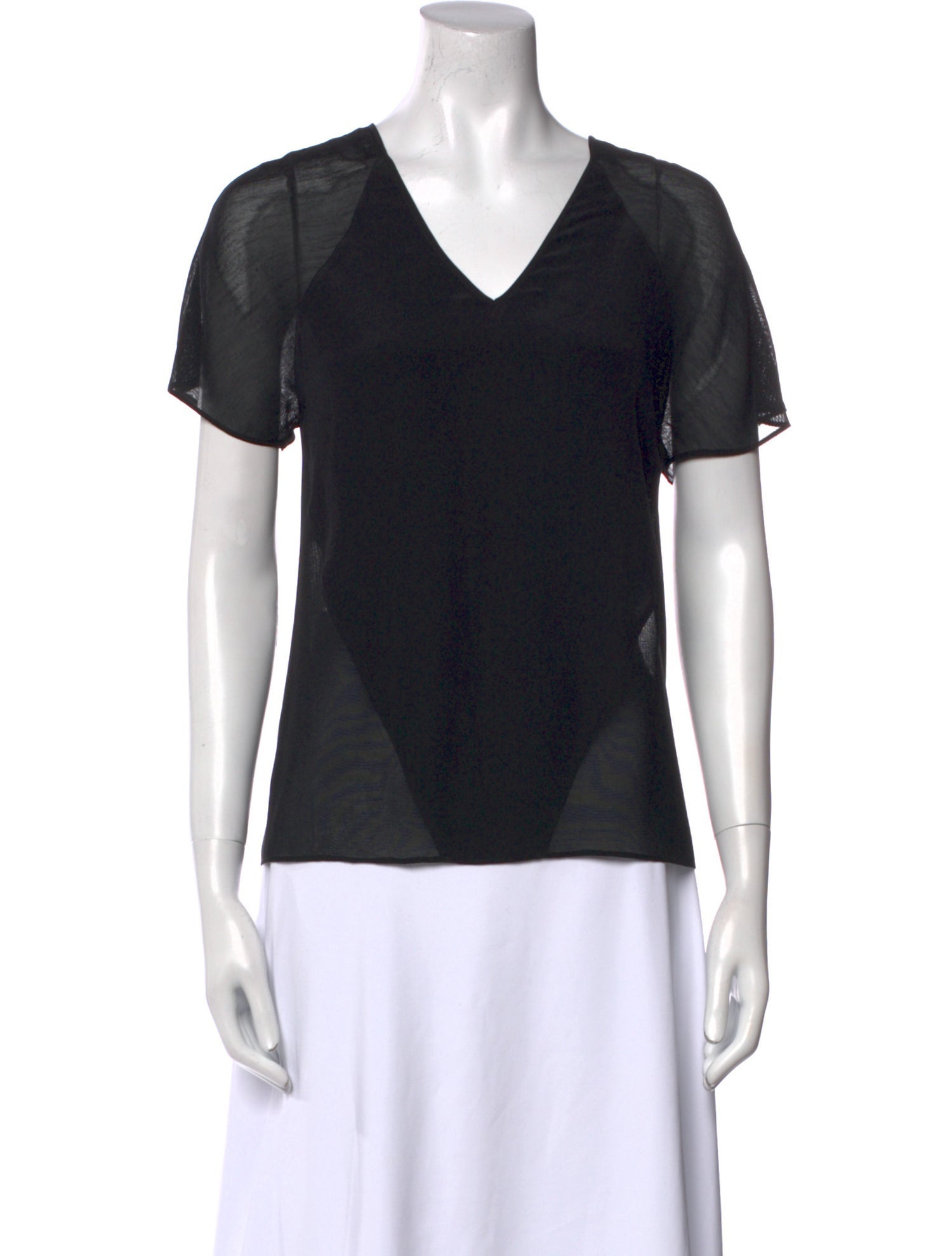 T by Alexander Wang Silk V-Neck T-Shirt