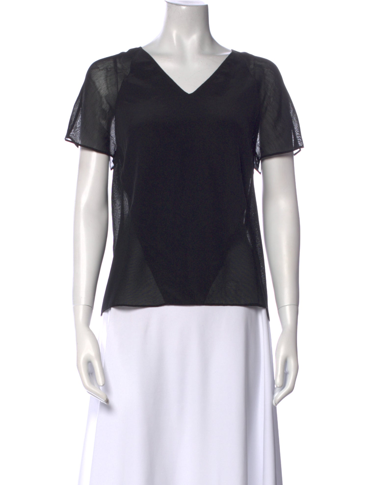 T by Alexander Wang Silk V-Neck T-Shirt