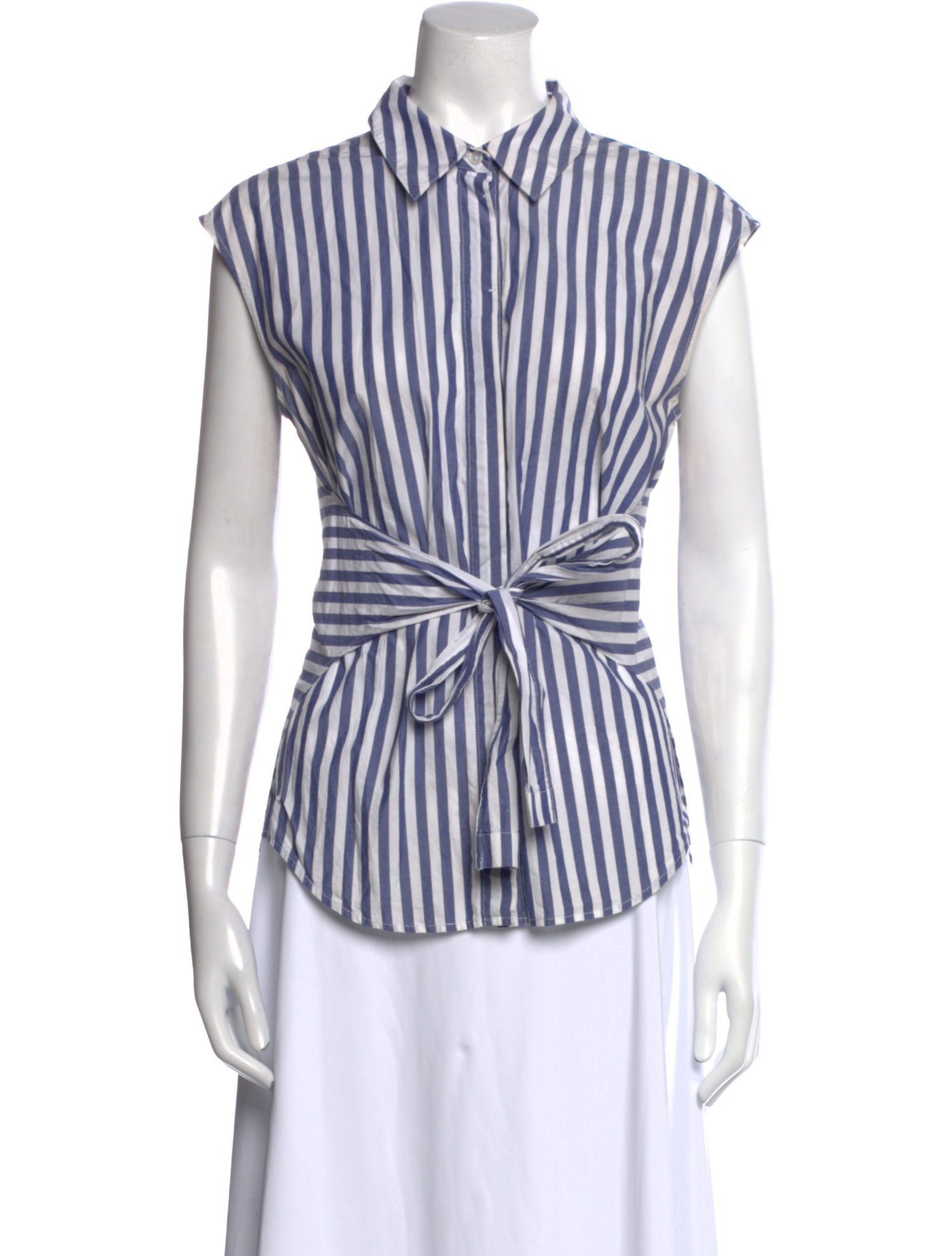 T by Alexander Wang Striped Short Sleeve Button-Up Top