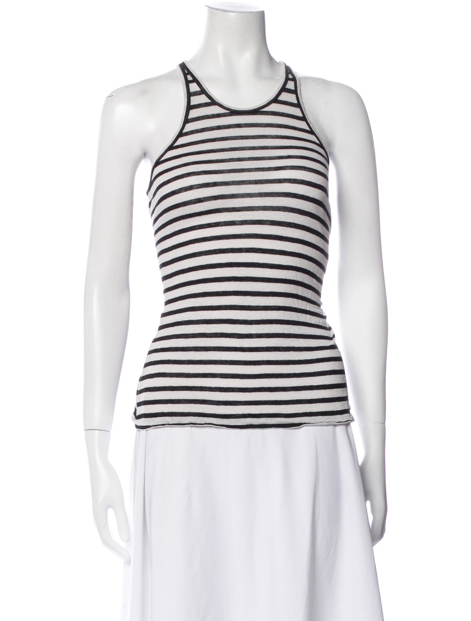T by Alexander Wang Striped Scoop Neck Top