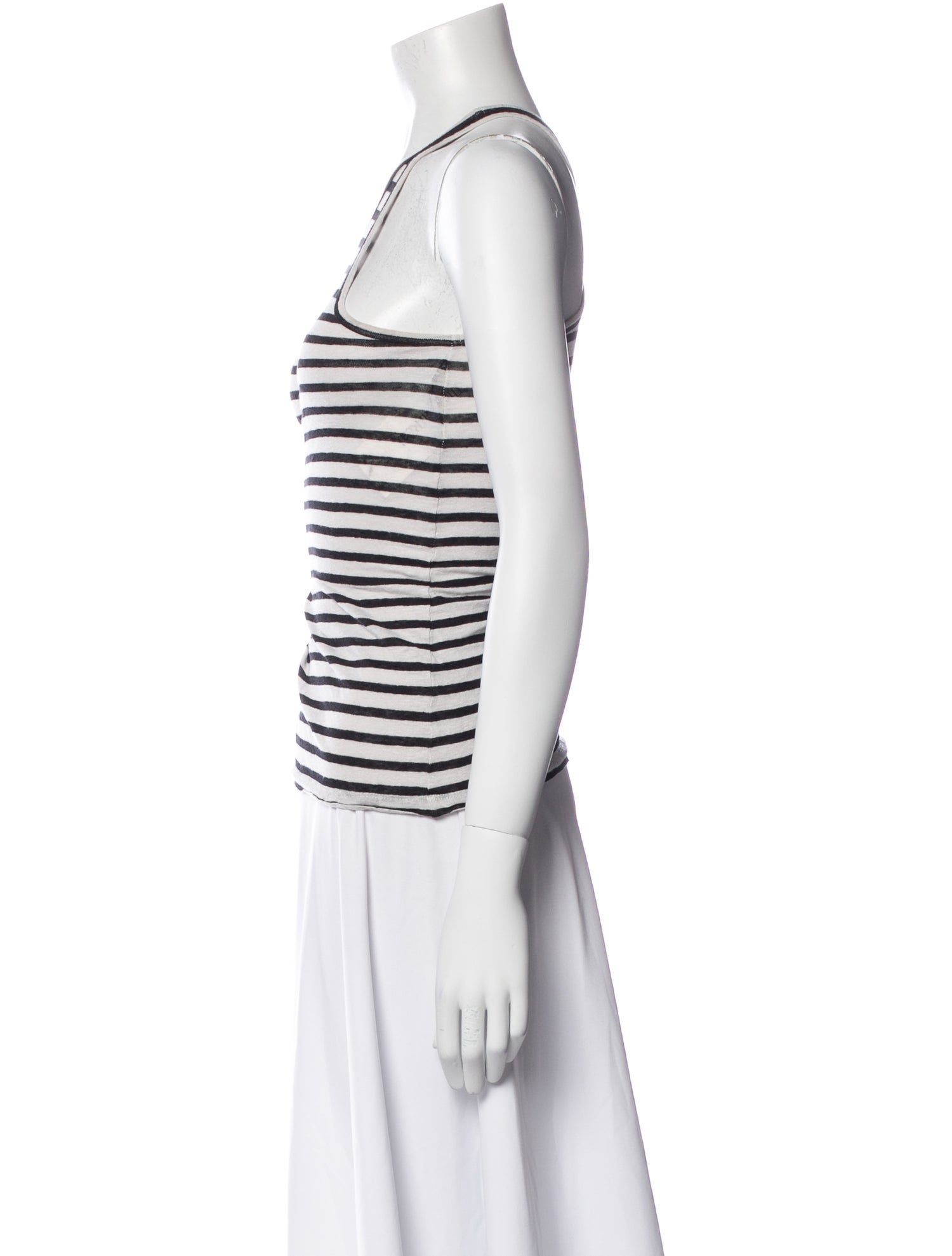 T by Alexander Wang Striped Scoop Neck Top