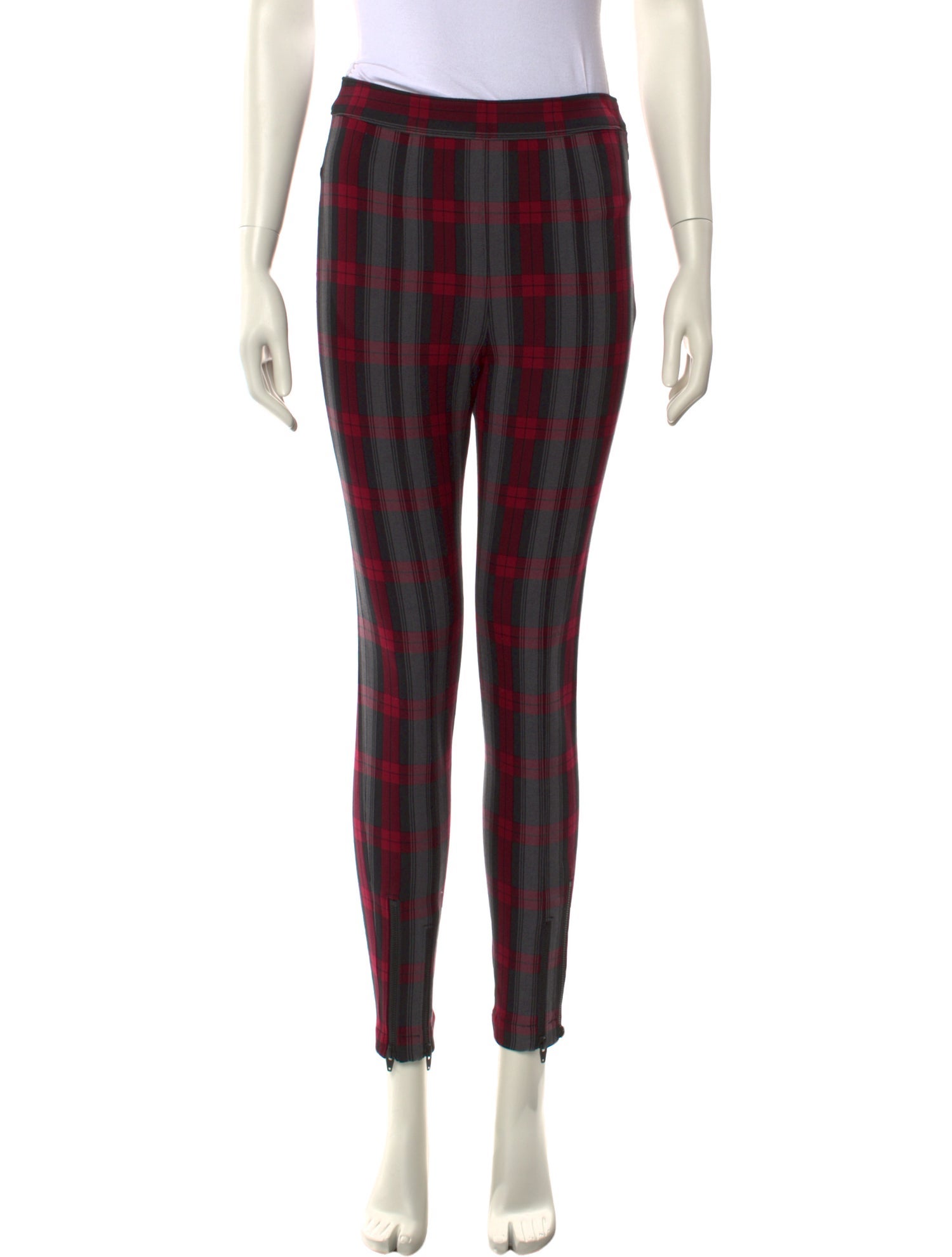 T by Alexander Wang Plaid Print Skinny Leg Pants