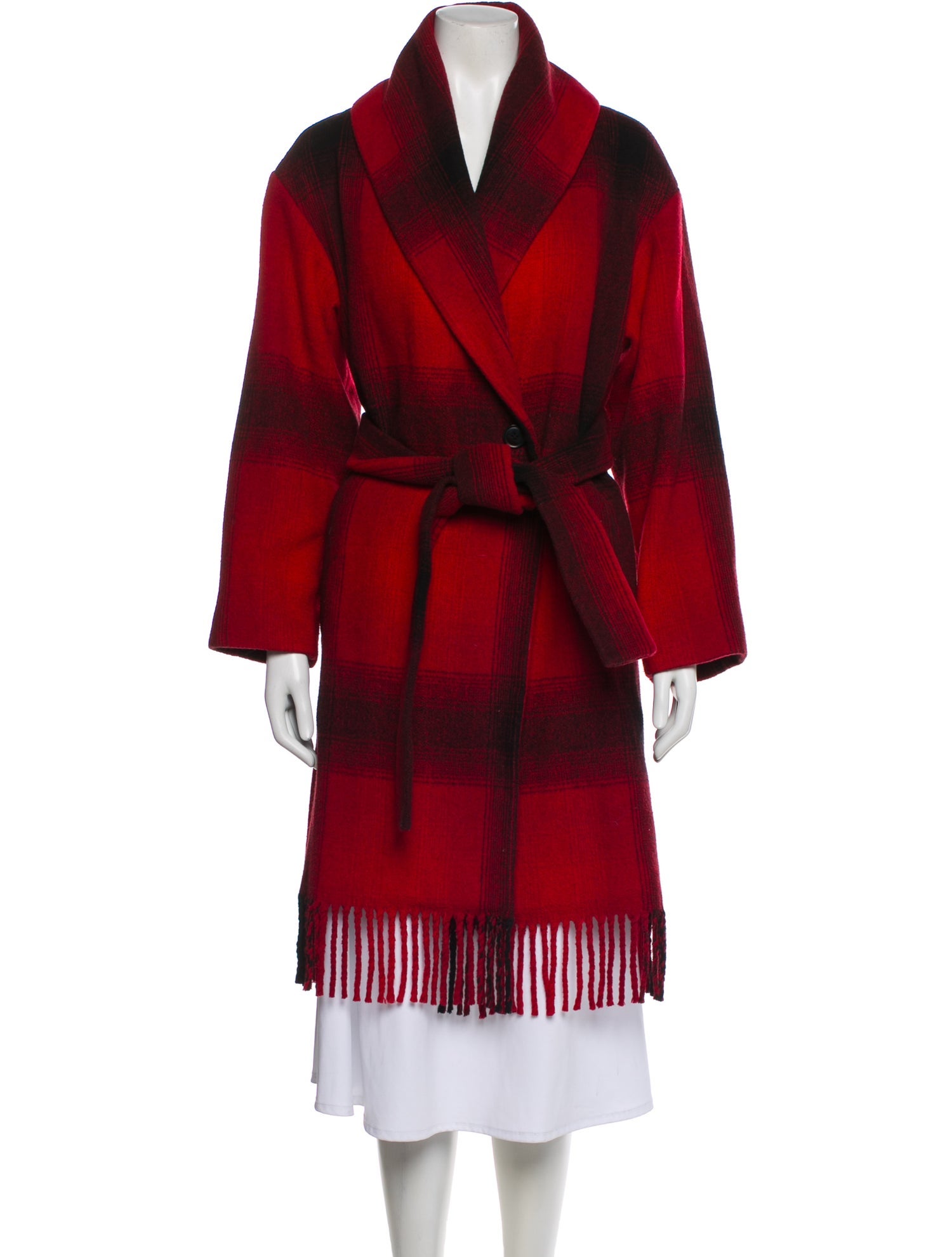 T by Alexander Wang Wool Plaid Print Faux Fur Coat