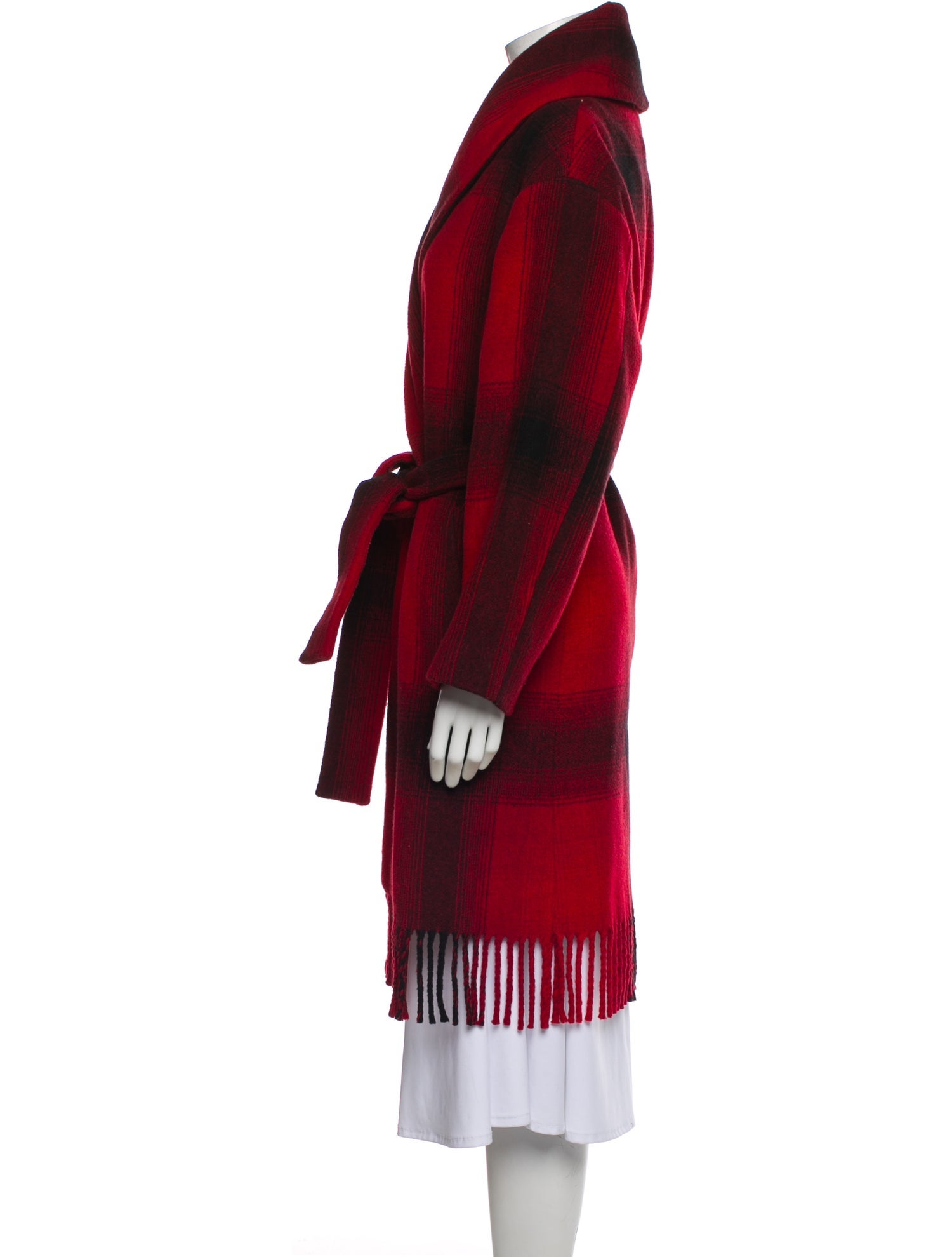 T by Alexander Wang Wool Plaid Print Faux Fur Coat