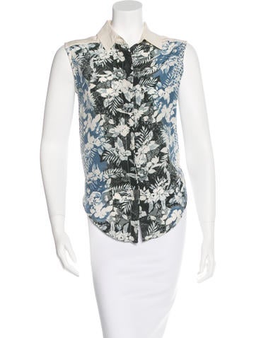 T by Alexander Wang Floral Print Silk Top