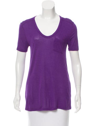 T by Alexander Wang Plunging Neck Short Sleeve T-shirt