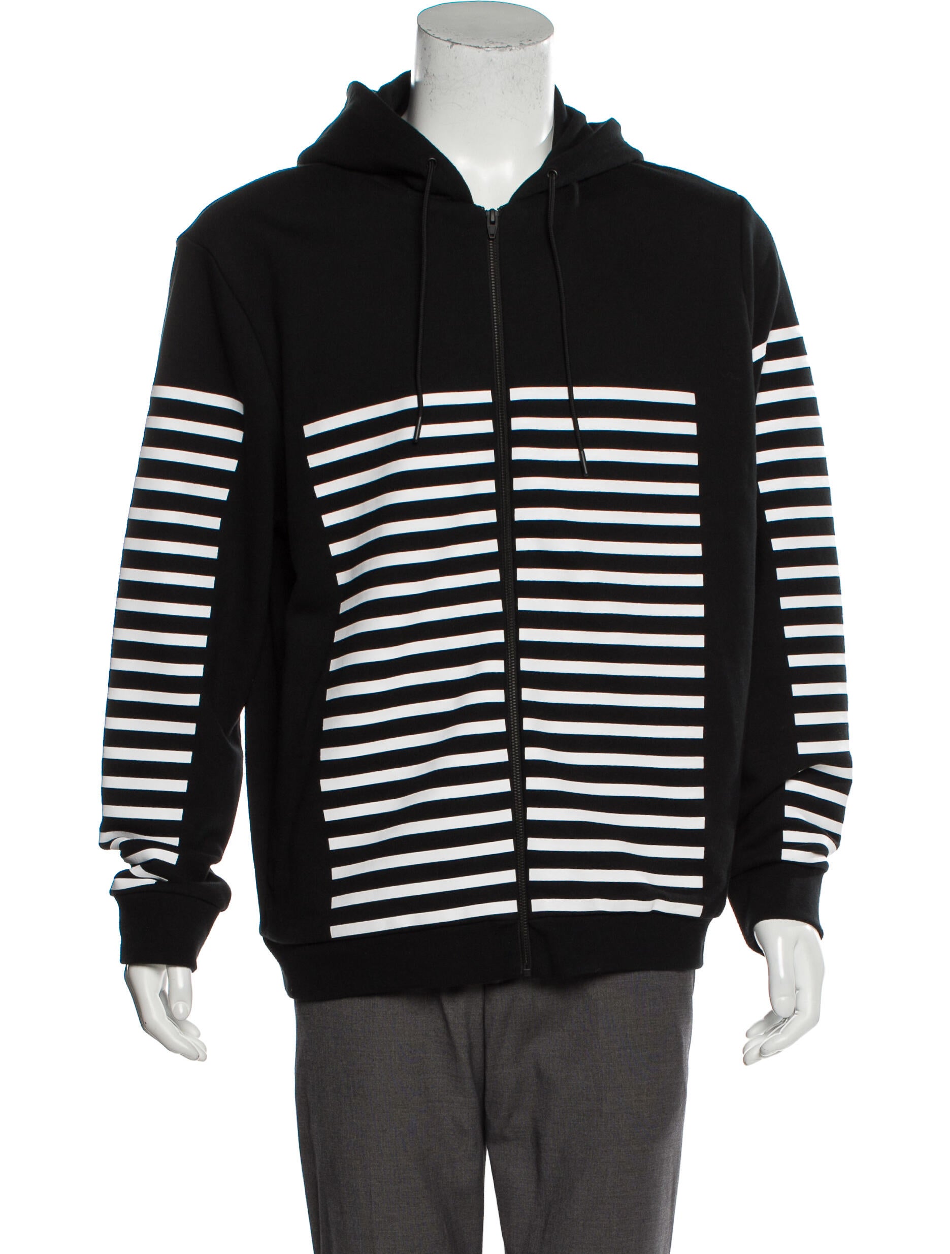 T by Alexander Wang Striped Print Zip-Up Hoodie