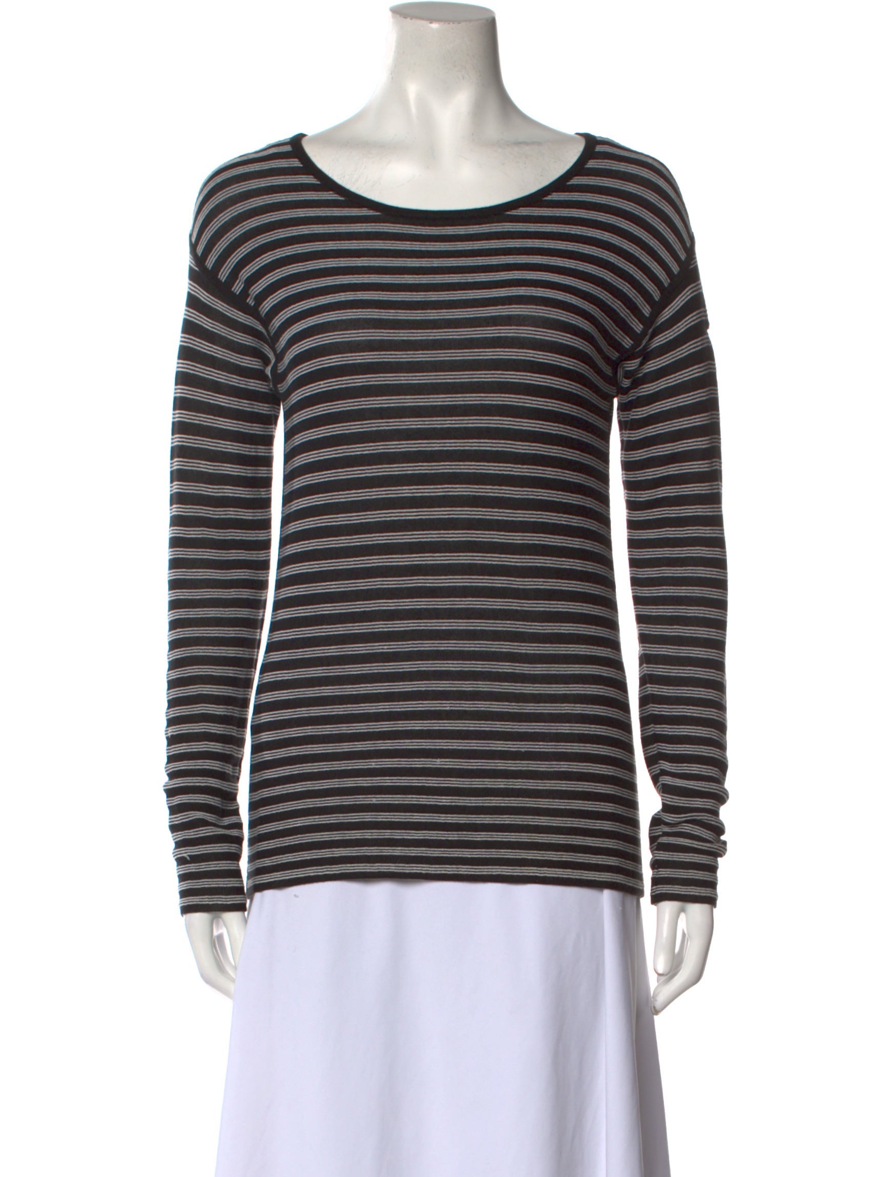 T by Alexander Wang Striped Scoop Neck Sweatshirt