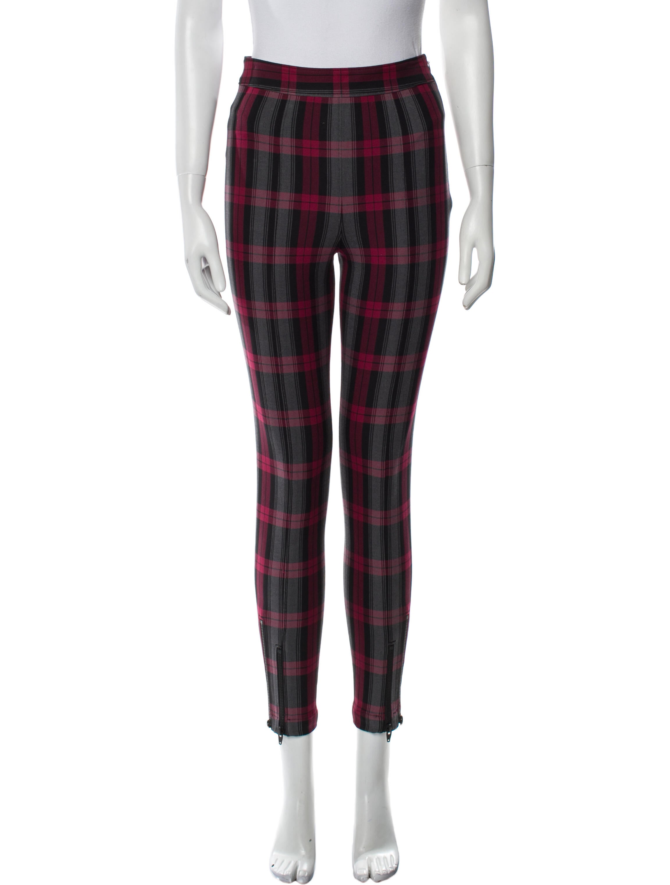 T by Alexander Wang Plaid Print Skinny Leg Pants
