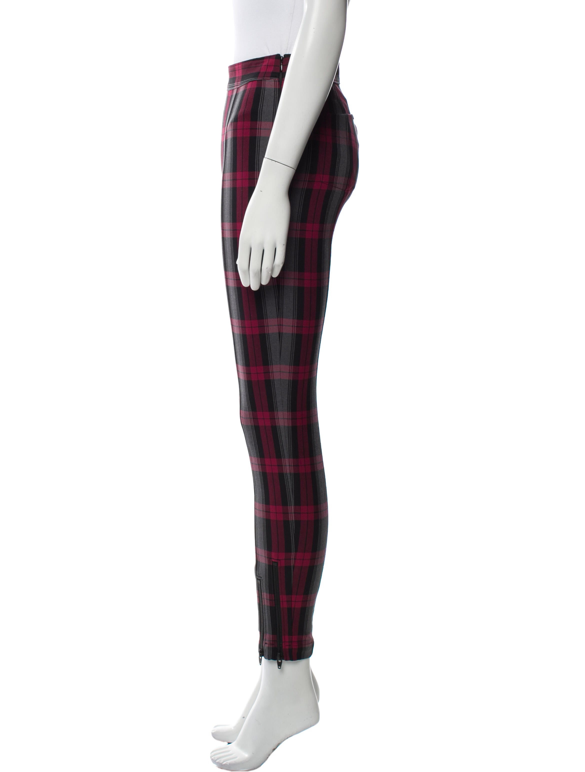 T by Alexander Wang Plaid Print Skinny Leg Pants