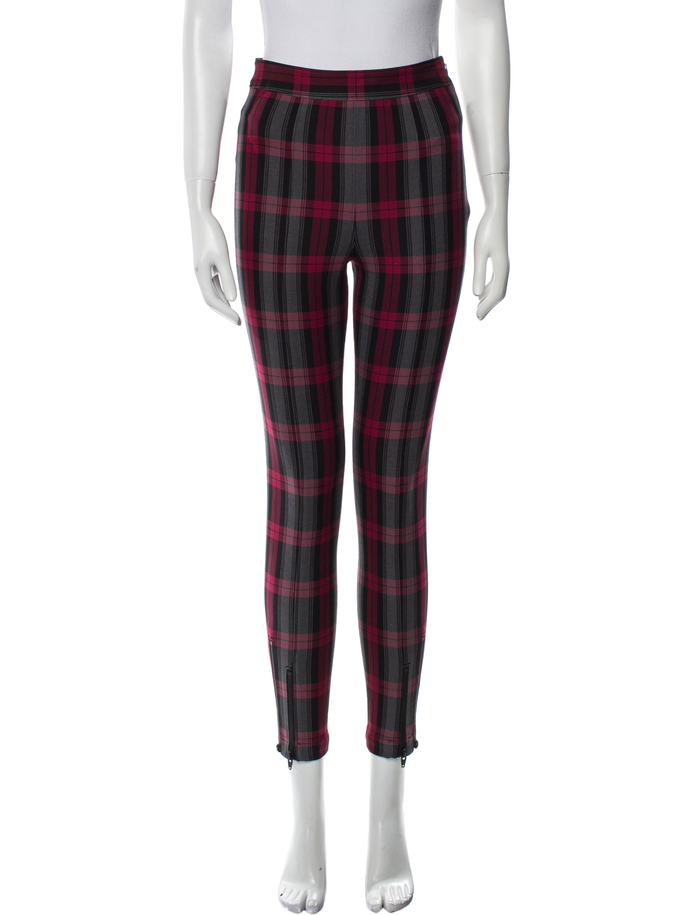T by Alexander Wang Plaid Print Skinny Leg Pants