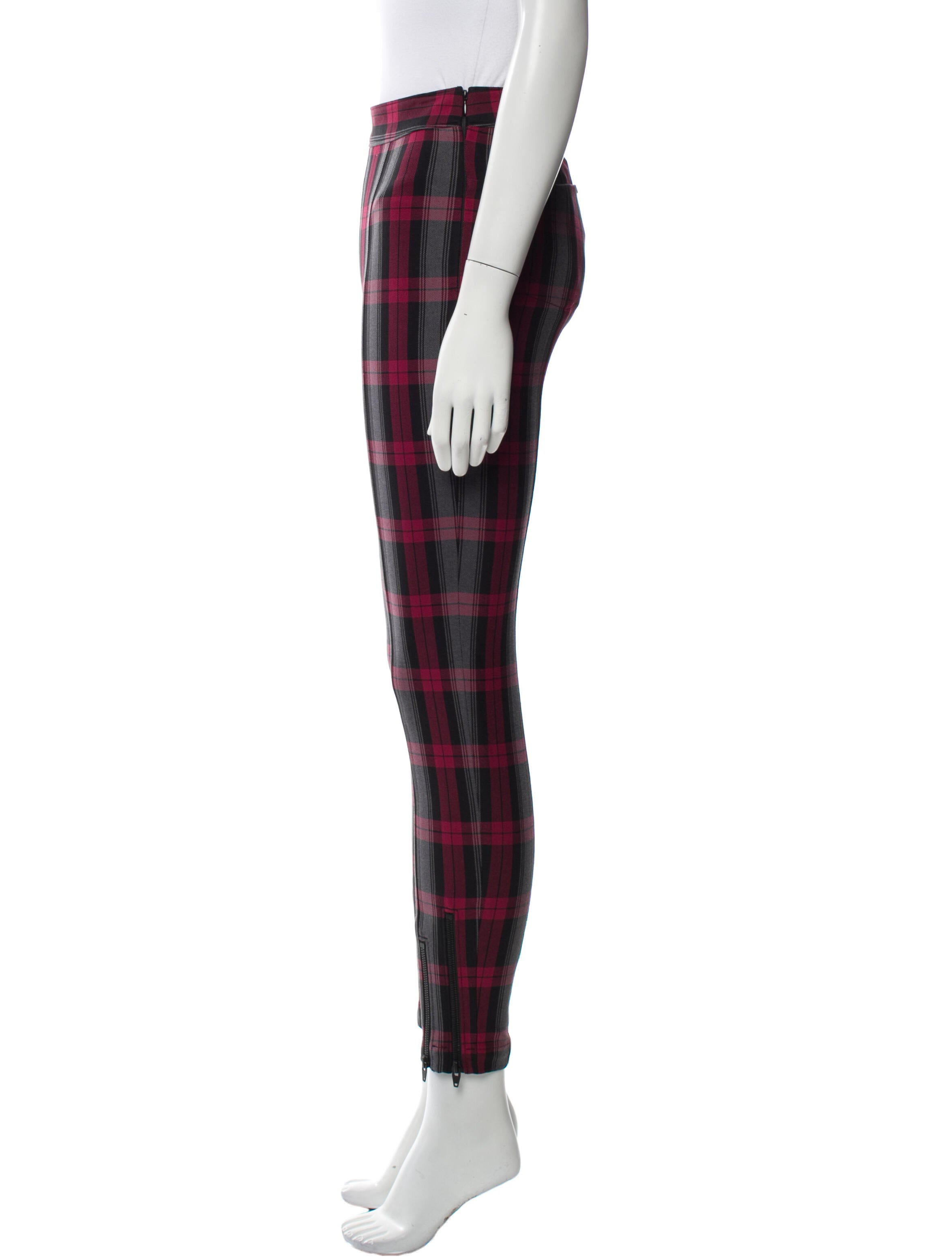 T by Alexander Wang Plaid Print Skinny Leg Pants