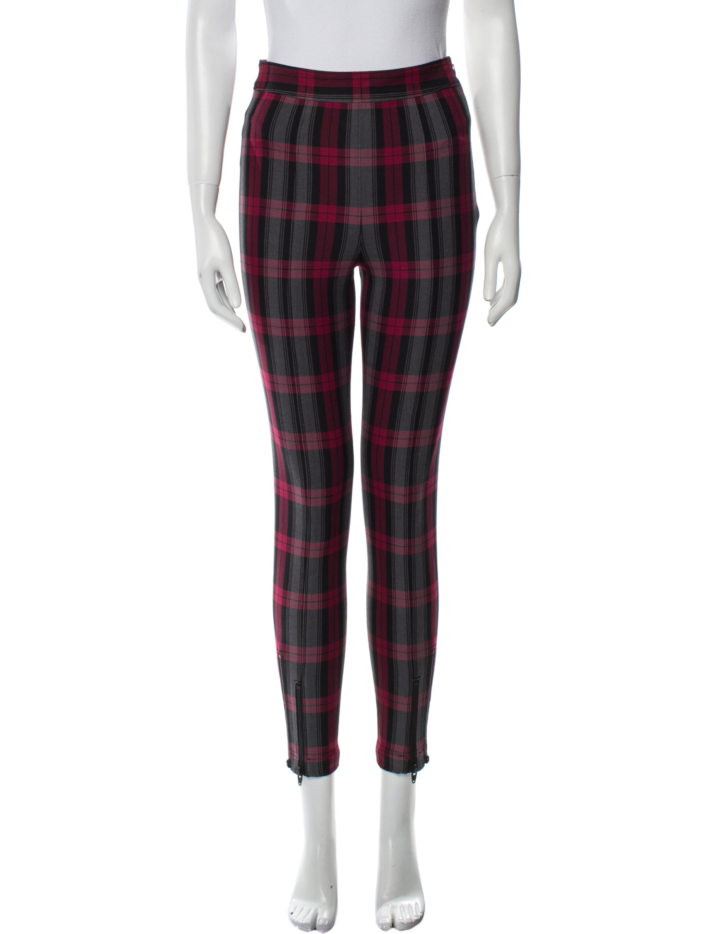 T by Alexander Wang Plaid Print Skinny Leg Pants
