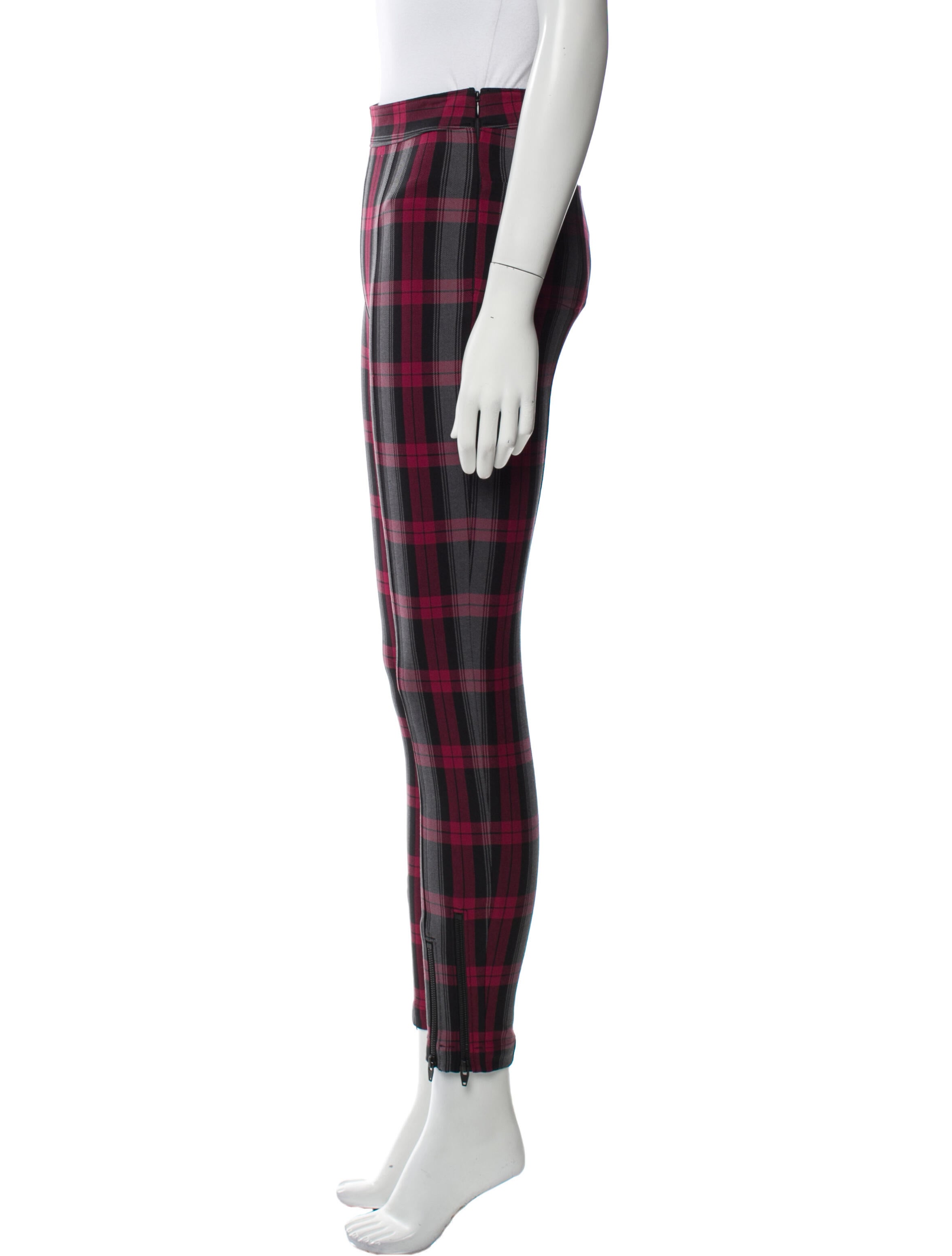 T by Alexander Wang Plaid Print Skinny Leg Pants