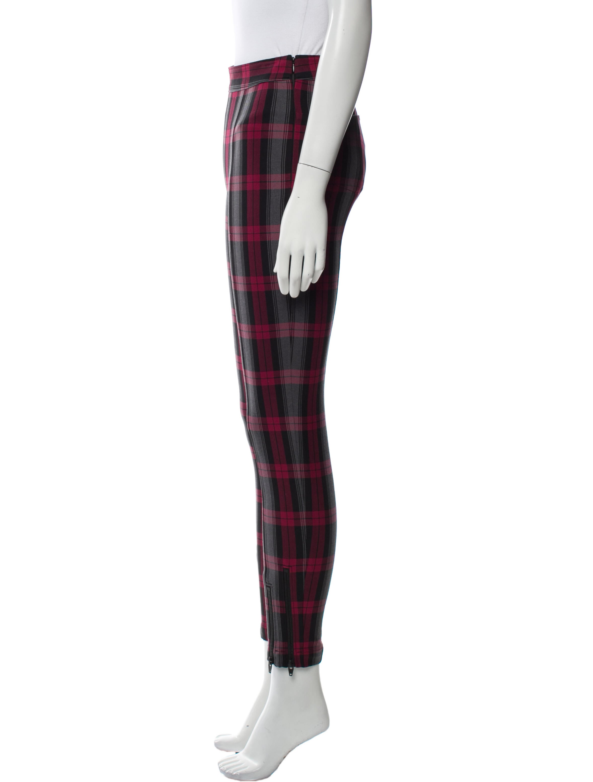 T by Alexander Wang Plaid Print Skinny Leg Pants