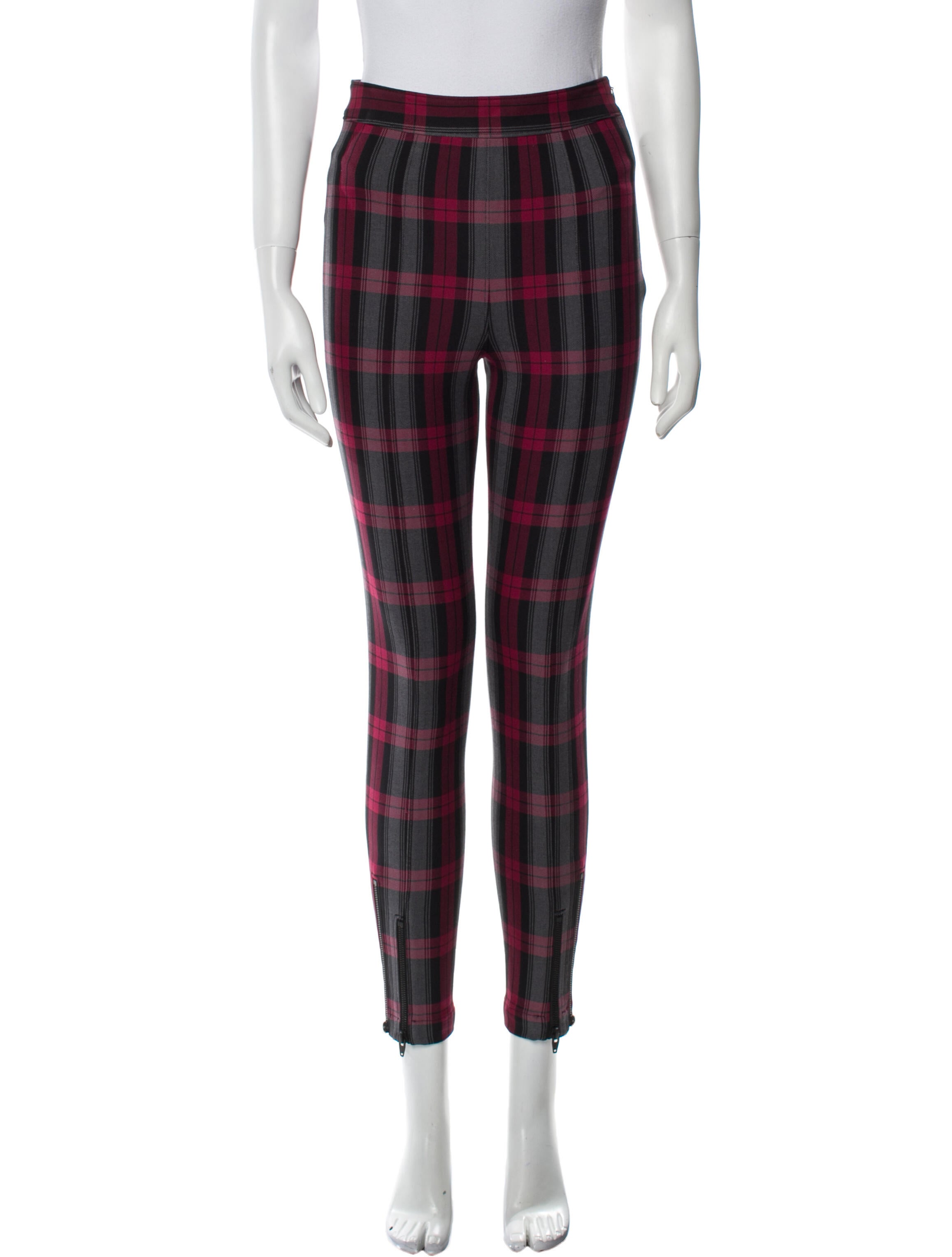 T by Alexander Wang Plaid Print Skinny Leg Pants