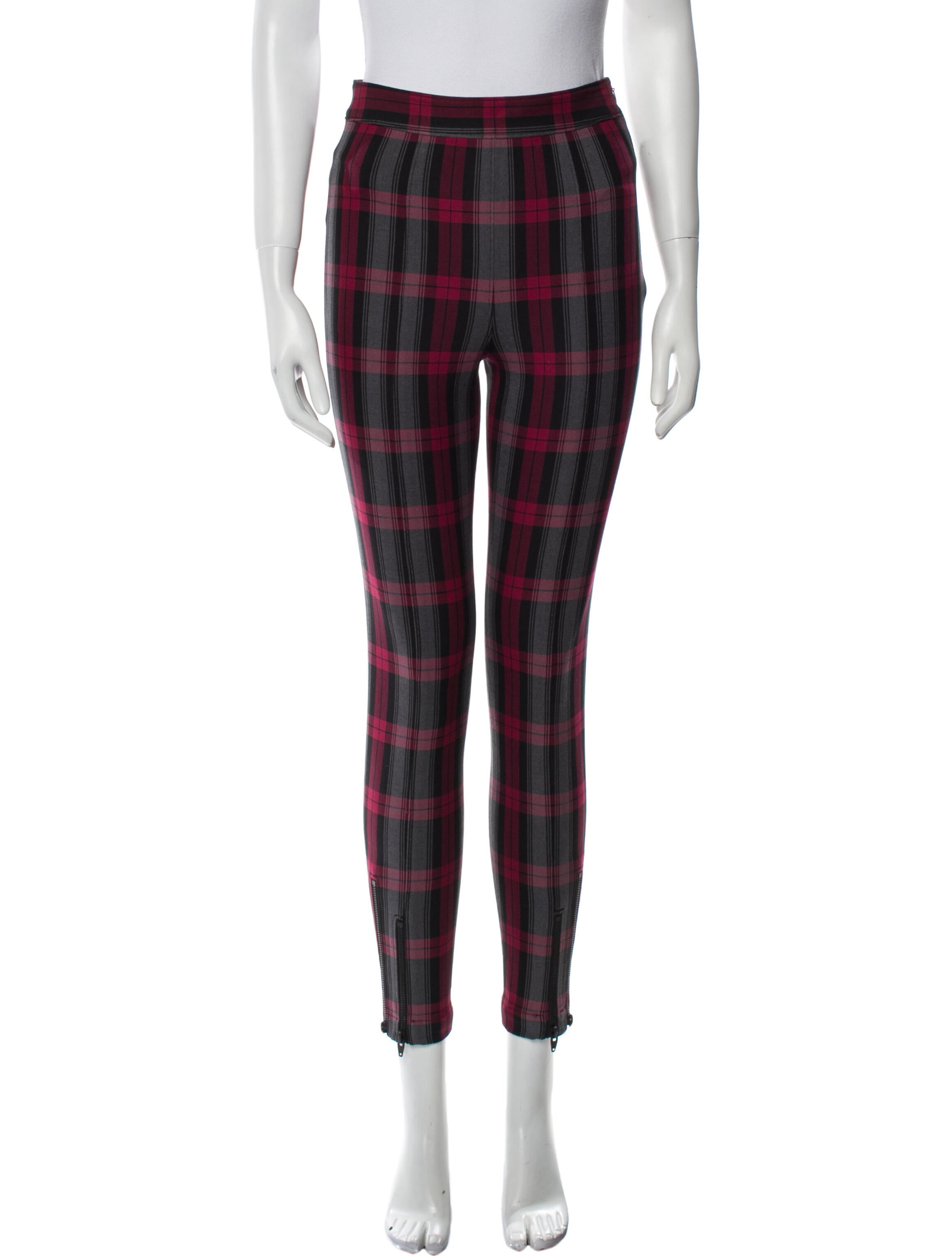 T by Alexander Wang Plaid Print Skinny Leg Pants