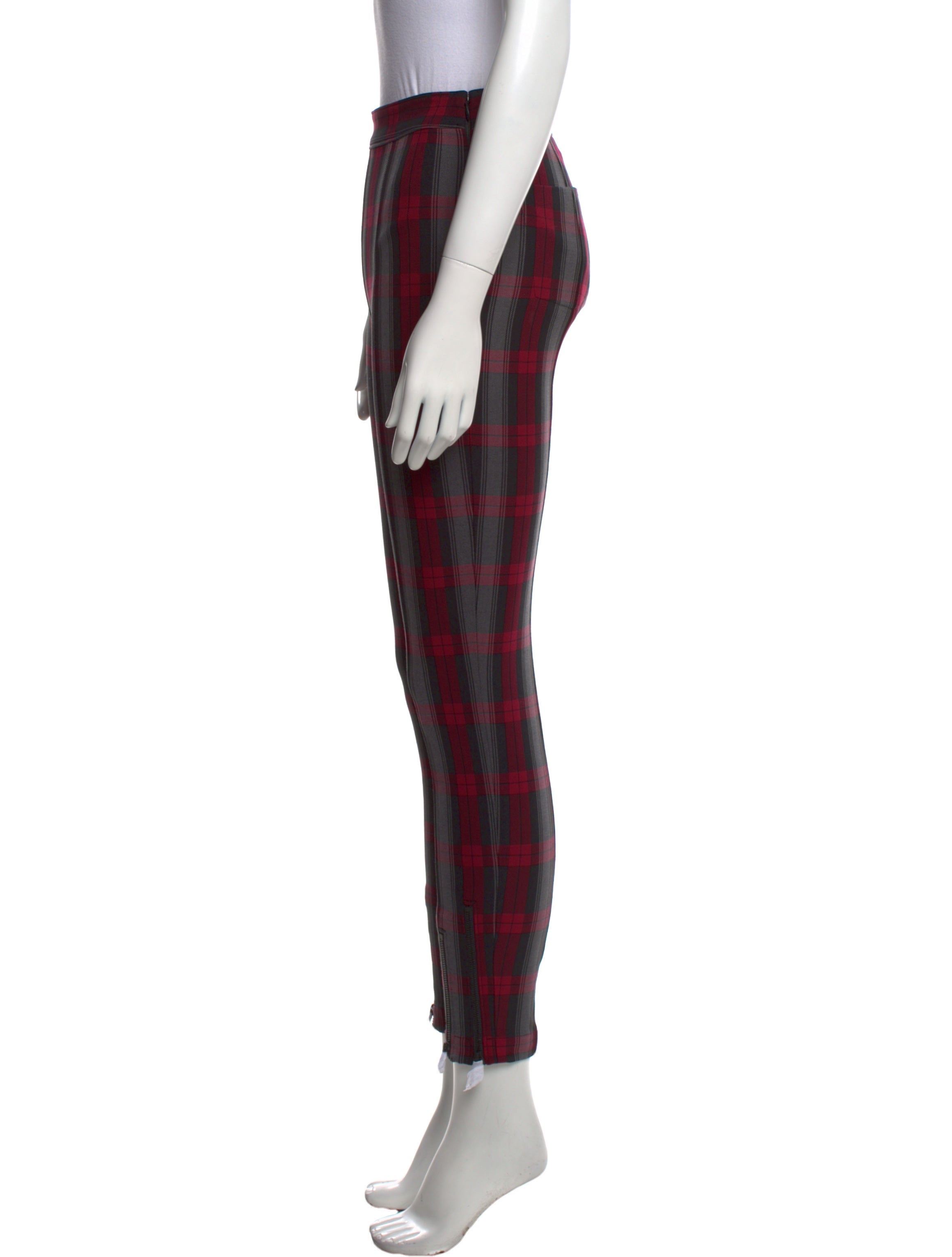 T by Alexander Wang Plaid Print Skinny Leg Pants
