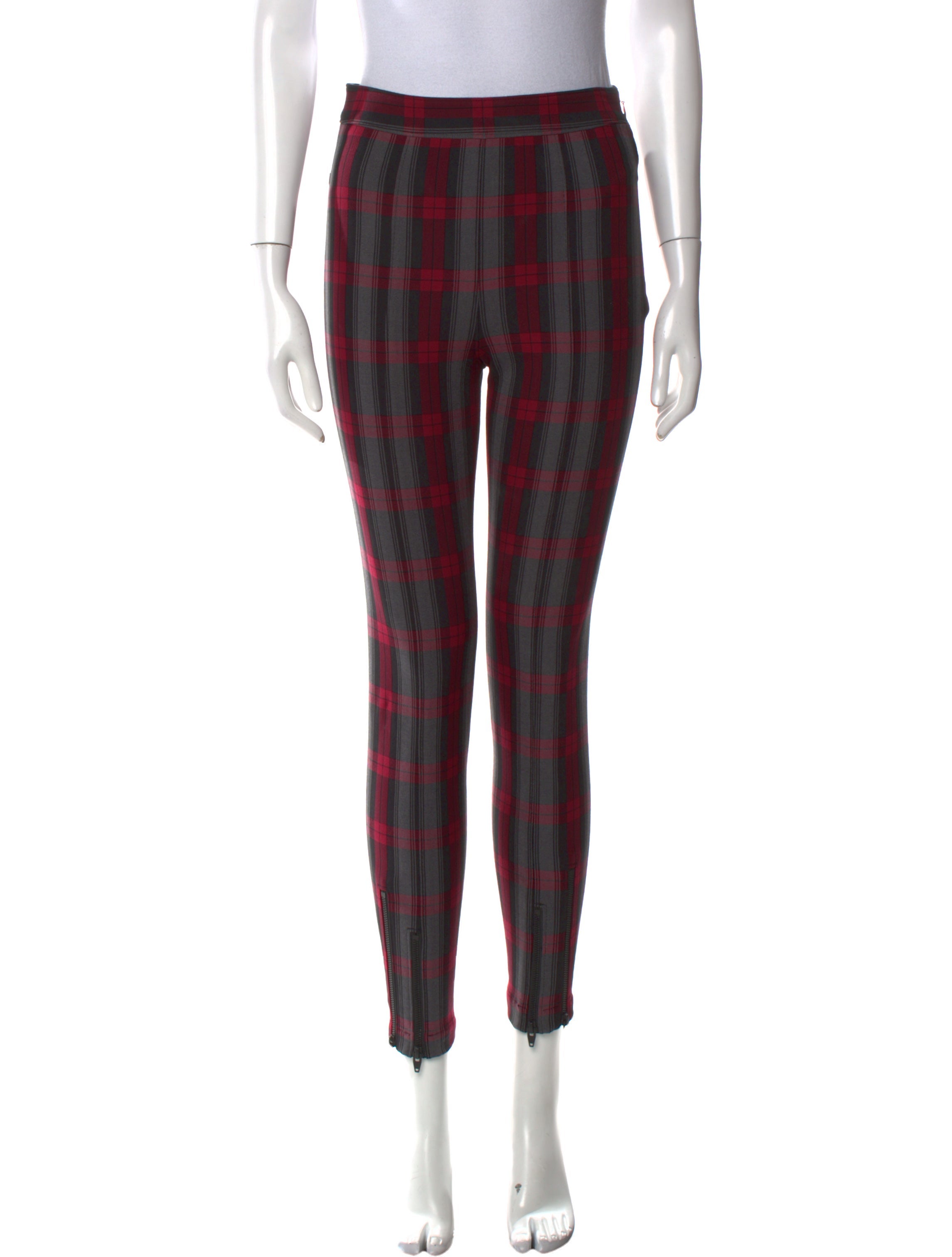 T by Alexander Wang Plaid Print Skinny Leg Pants