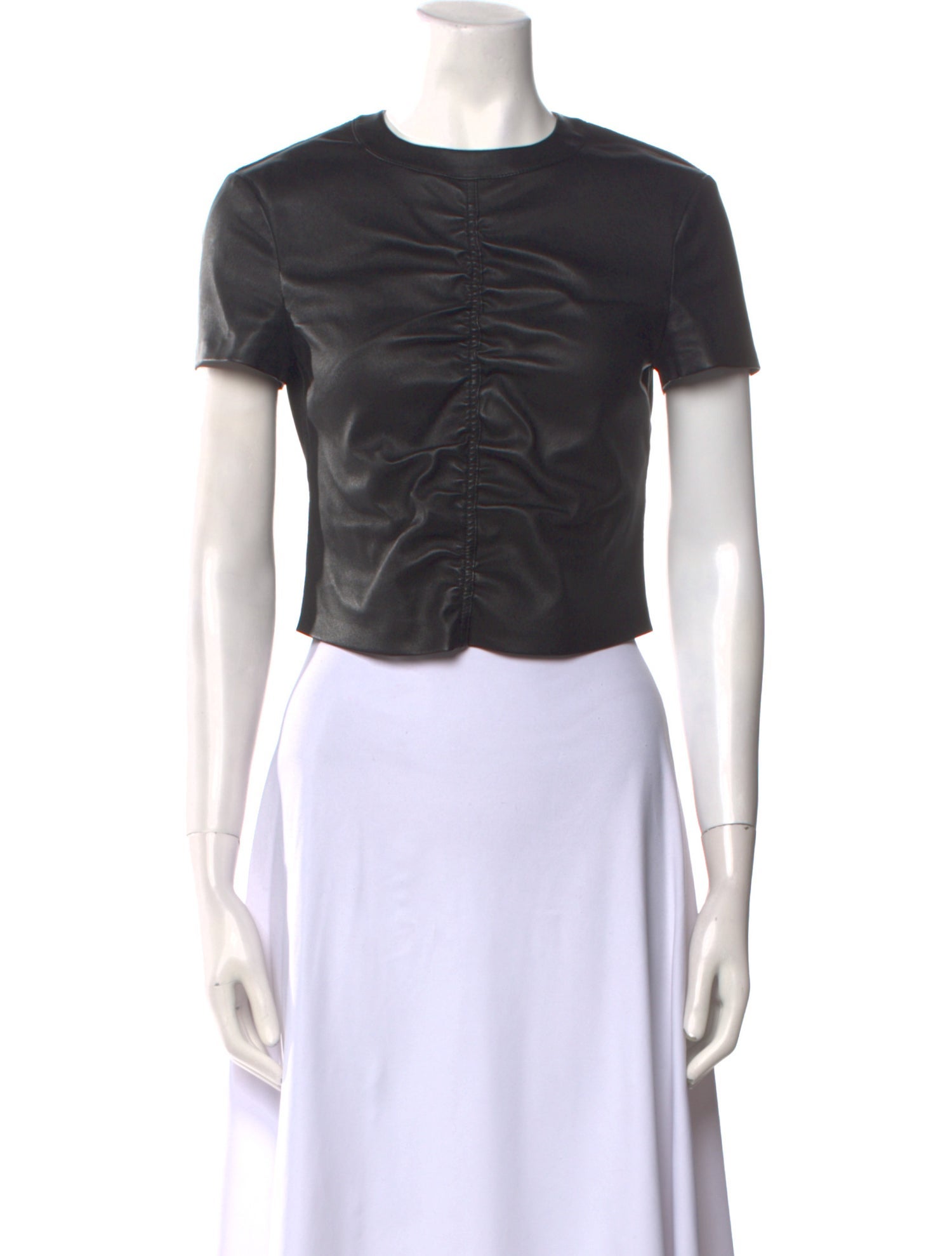 T by Alexander Wang Leather Crew Neck Crop Top