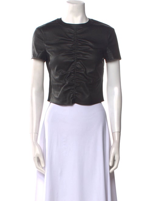 T by Alexander Wang Leather Crew Neck Crop Top