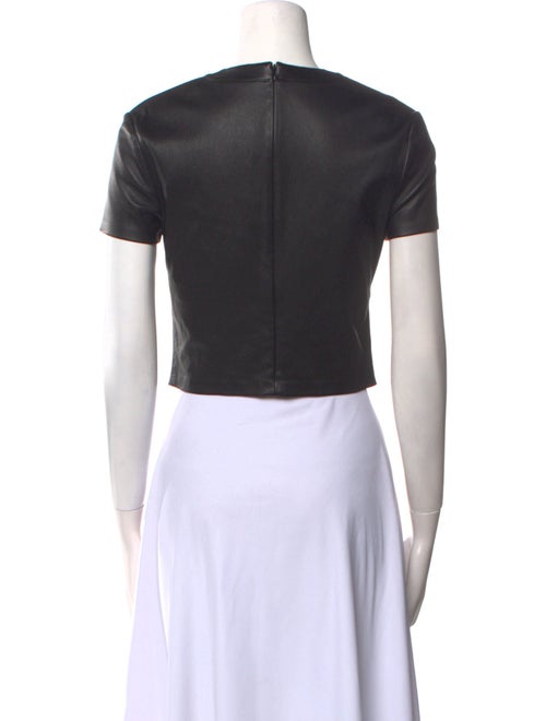 T by Alexander Wang Leather Crew Neck Crop Top