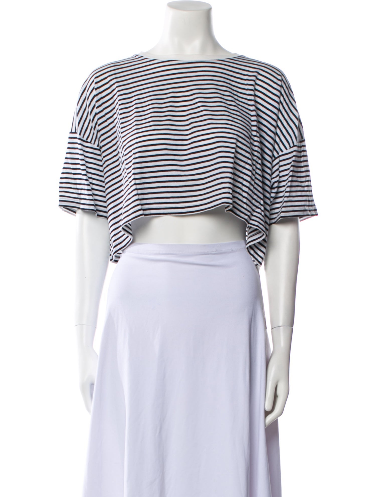 T by Alexander Wang Striped Bateau Neckline Crop Top