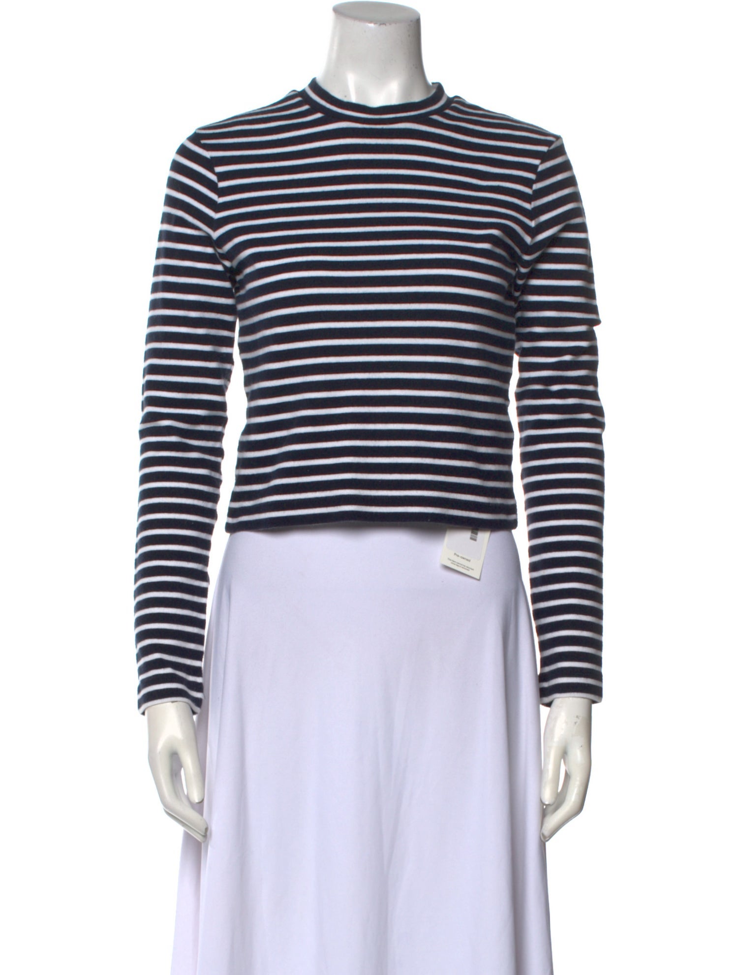 T by Alexander Wang Striped Mock Neck Crop Top