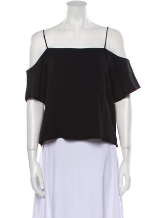 T by Alexander Wang Square Neckline Short Sleeve Crop Top