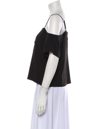 T by Alexander Wang Square Neckline Short Sleeve Crop Top