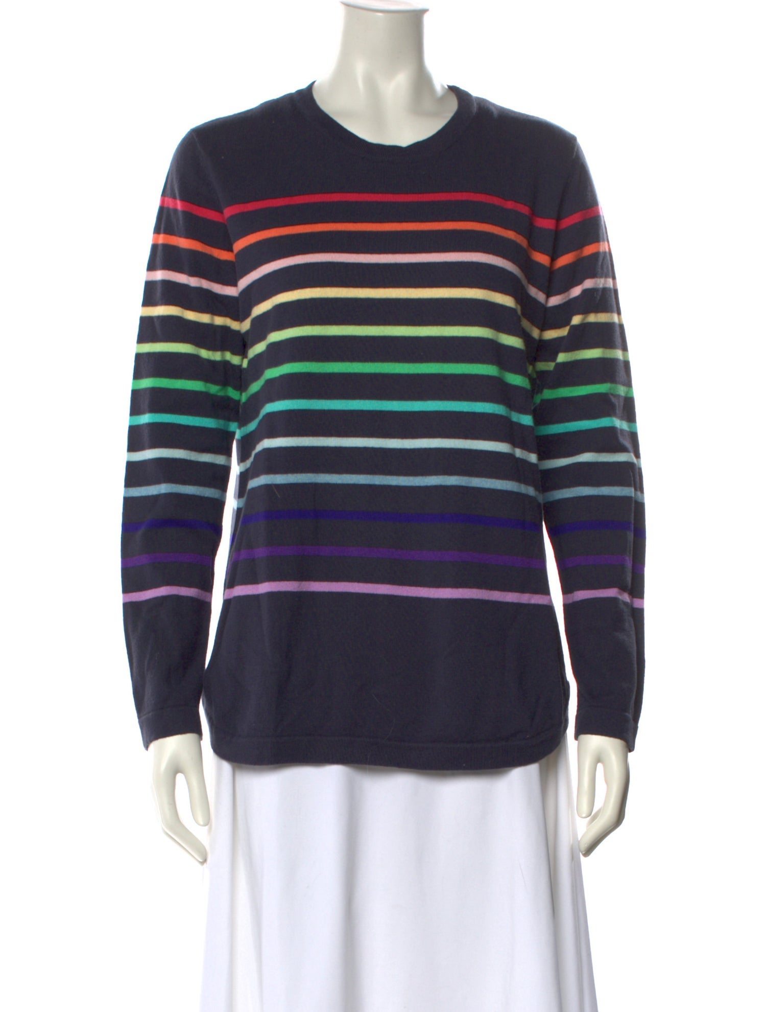 Two Bees Cashmere Striped Crew Neck Sweater