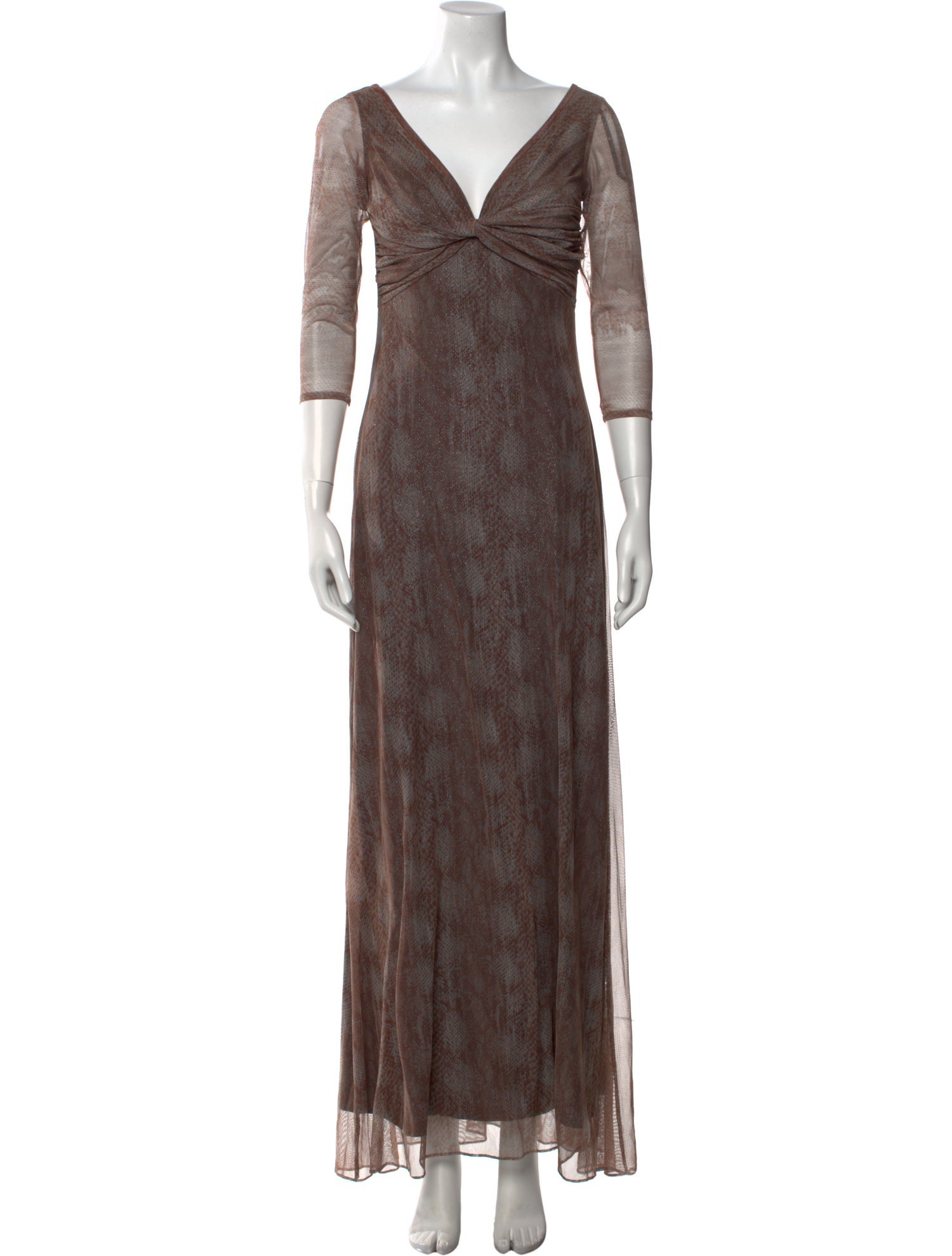 T by Tadashi Printed Long Dress