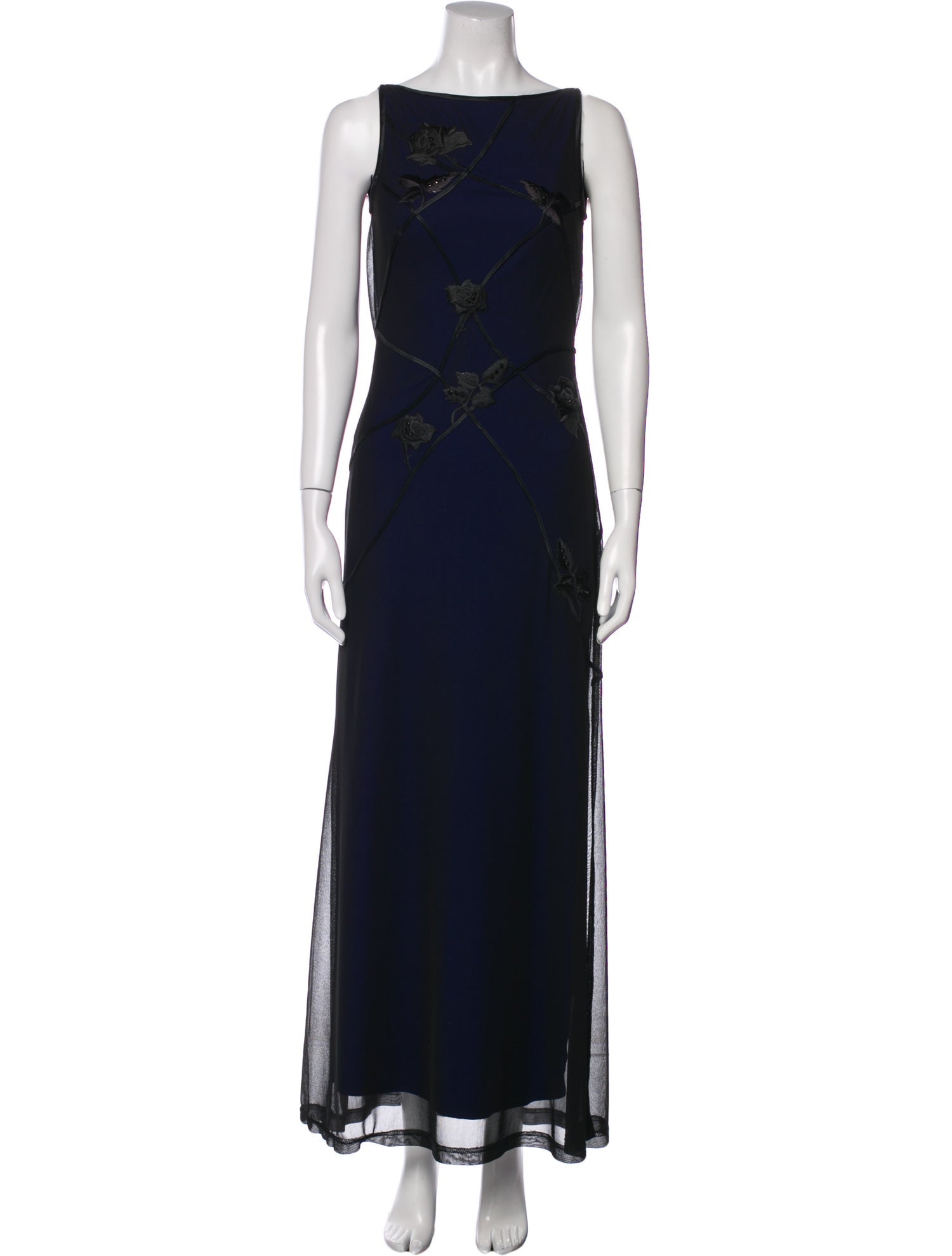 T by Tadashi Bateau Neckline Long Dress