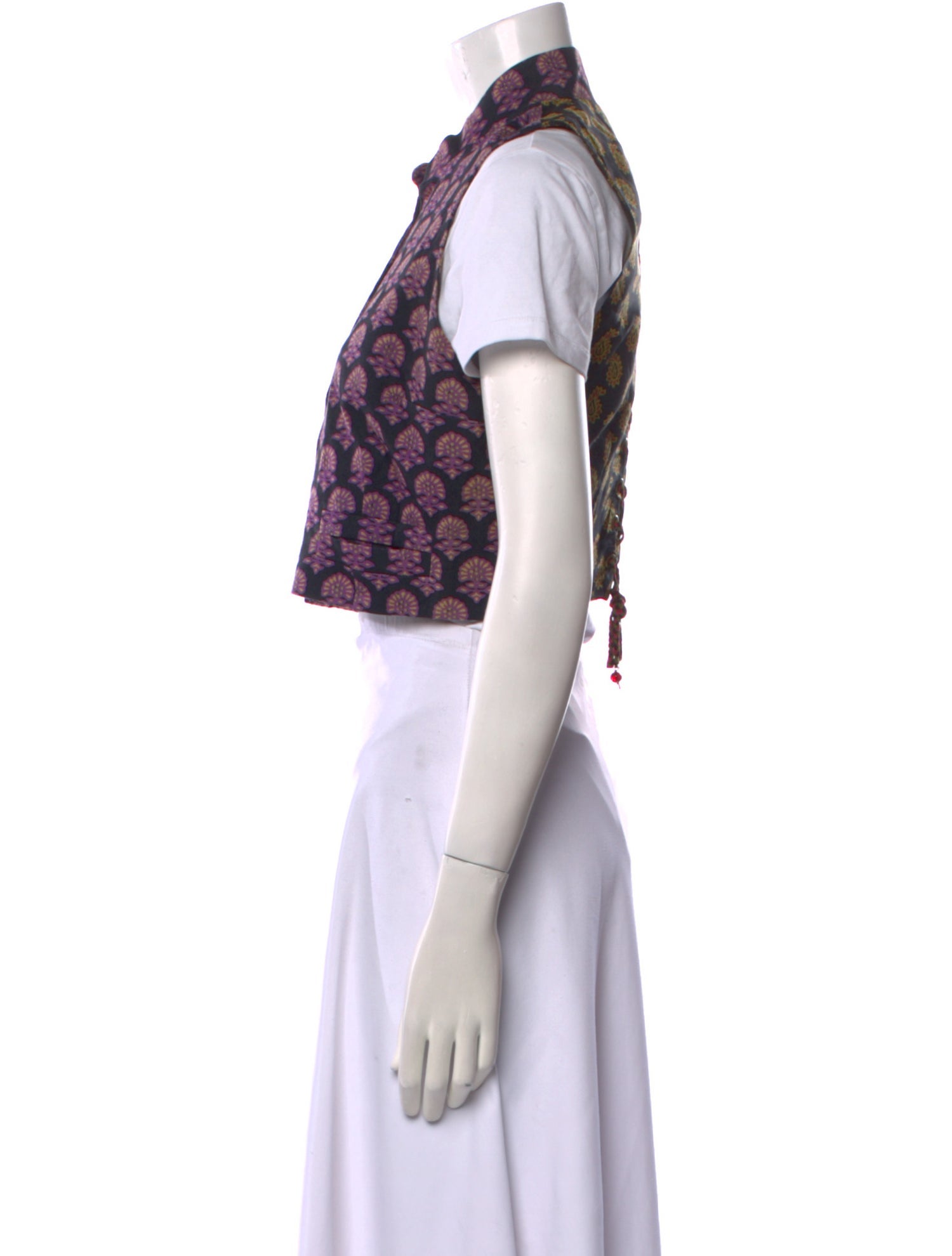 Todd Oldham Wool Floral Print Crop Top